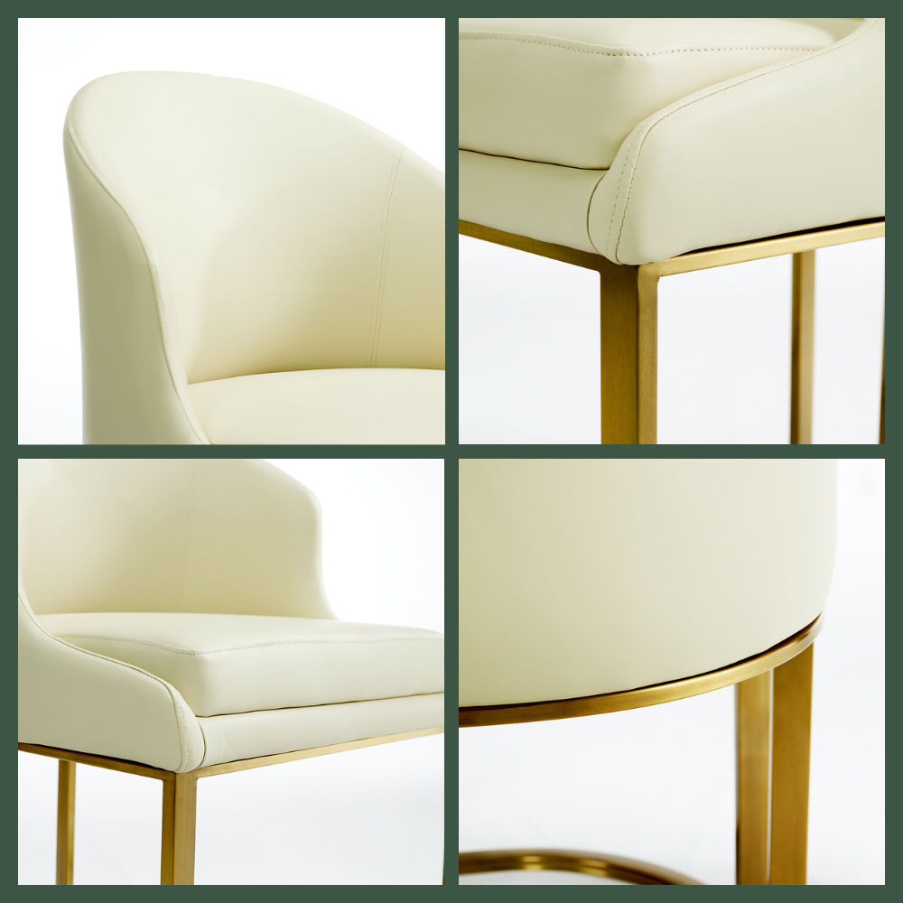 Modern Luxury Beige Leather Dining Chairs