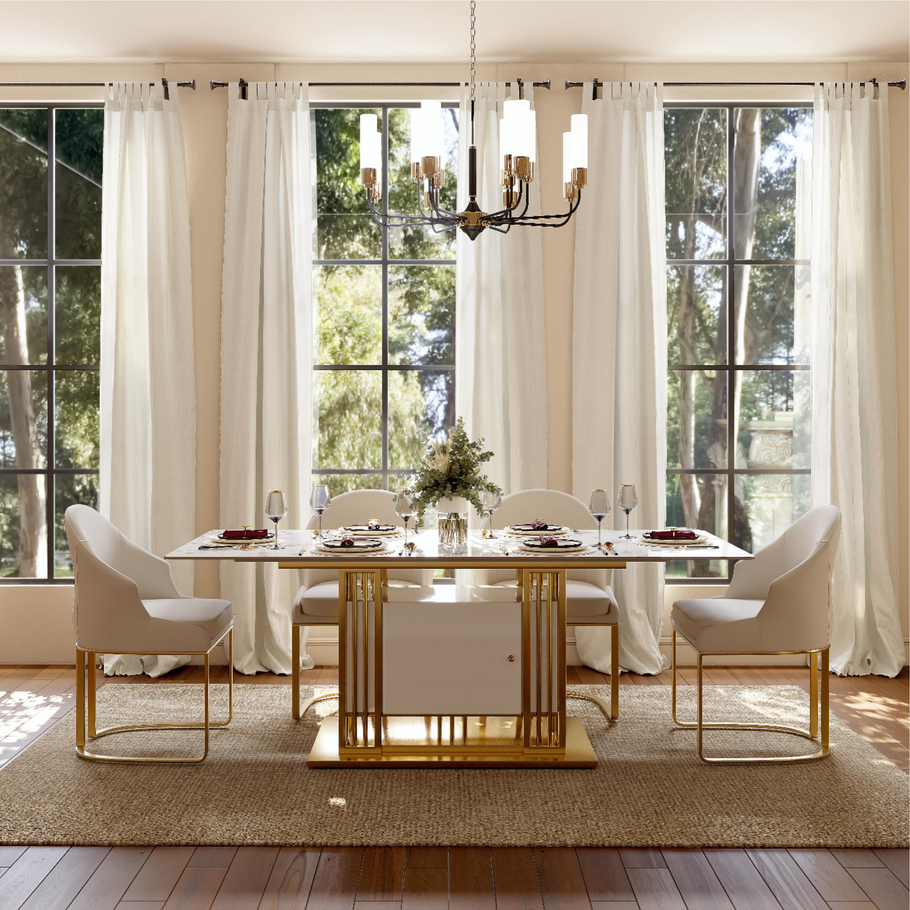 Barrel Beige Leather Dining Chairs
