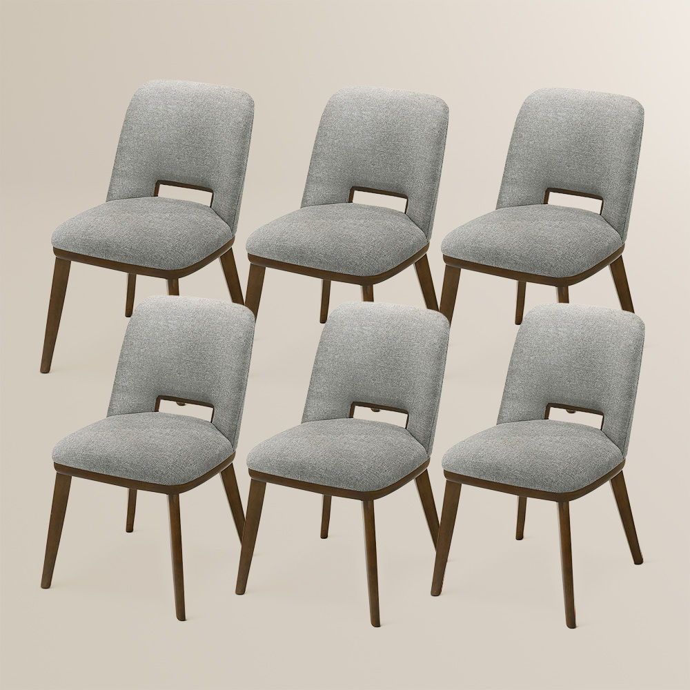 Easy Assembly Light Gray & Walnut Fabric Dining Chairs