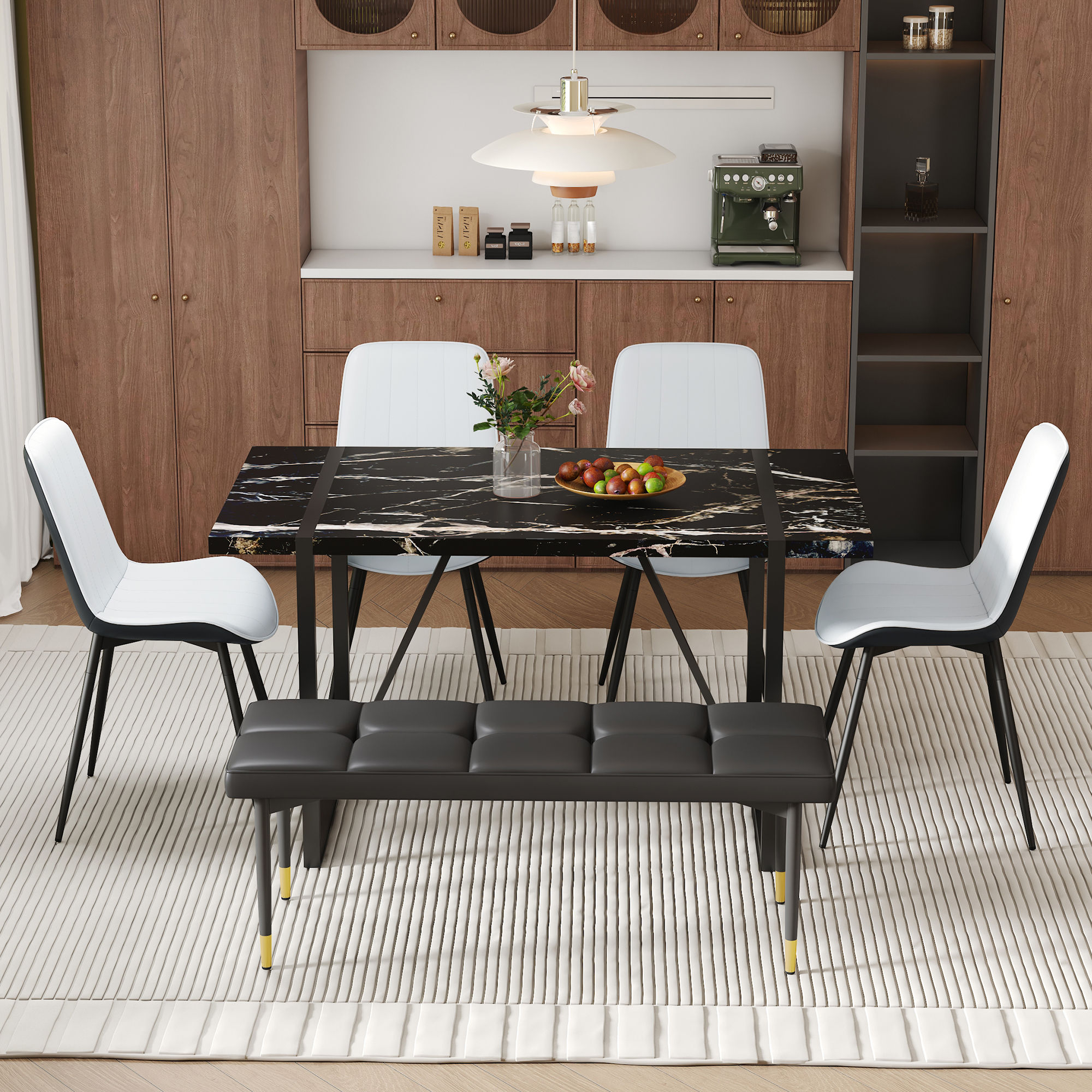 PU Leather Black PU Leather Dining Chairs