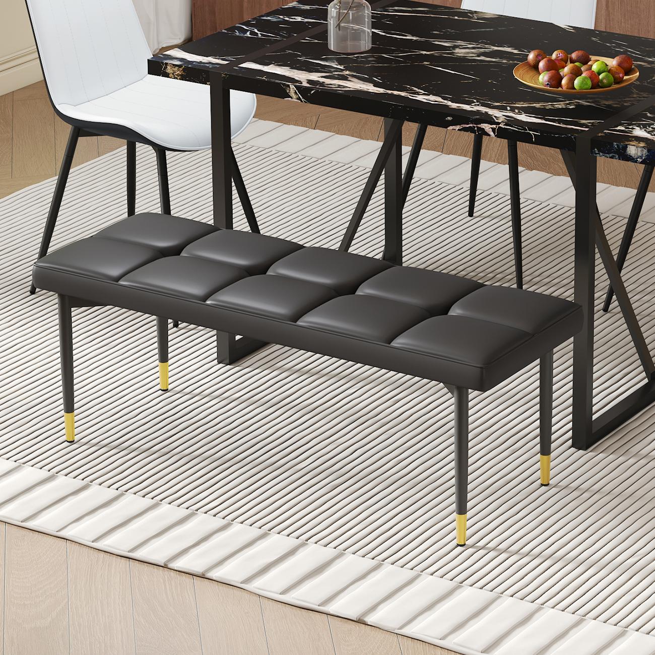 Metal Leg Black PU Leather Dining Chairs