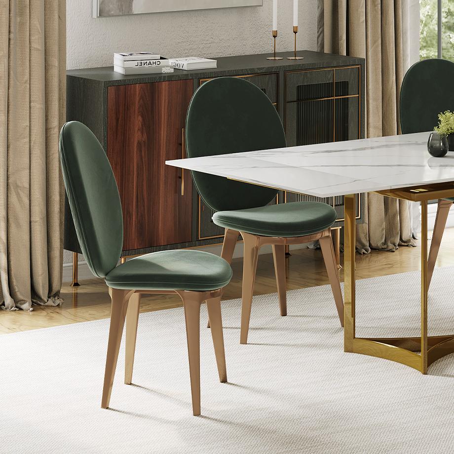Modern Luxury Green Velvet Dining Chairs