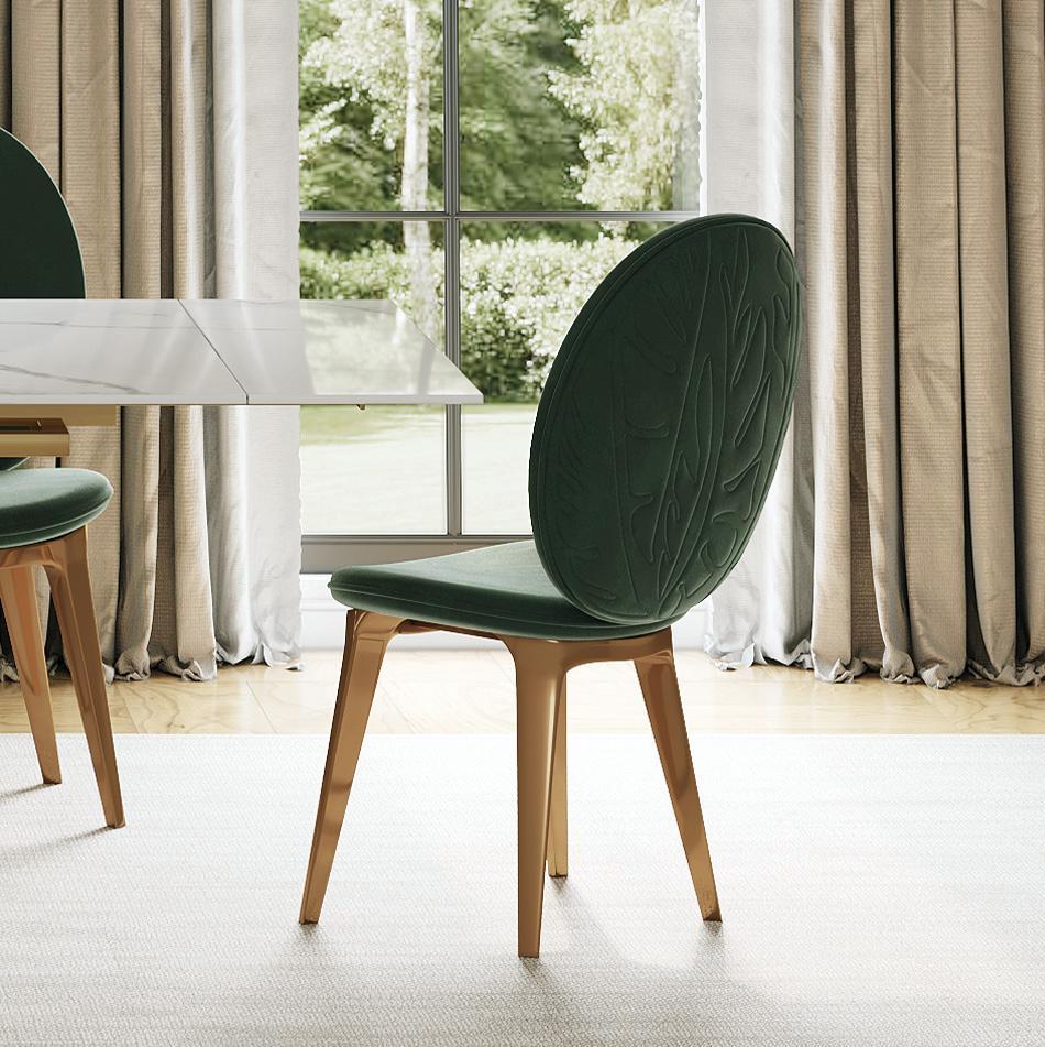 Stainless Steel Green Velvet Dining Chairs