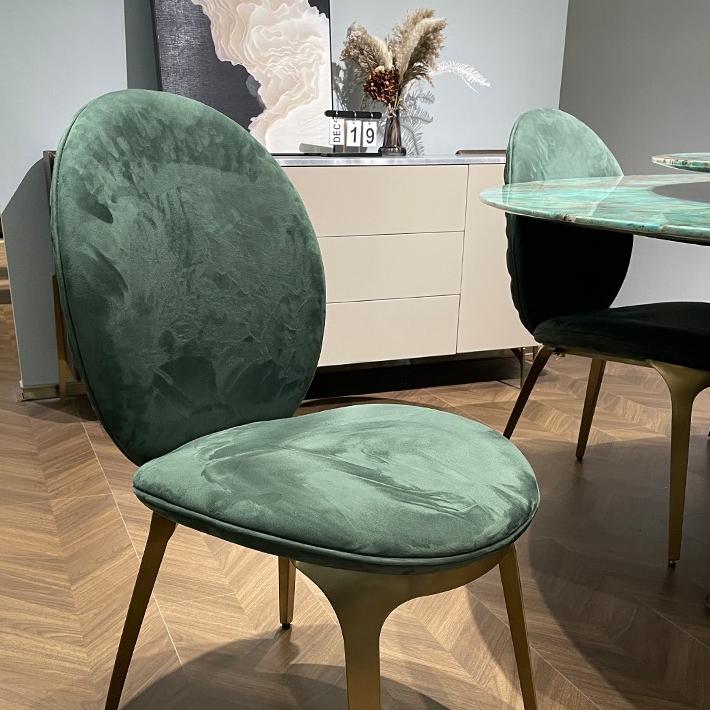 Stainless Steel Green Velvet Dining Chairs
