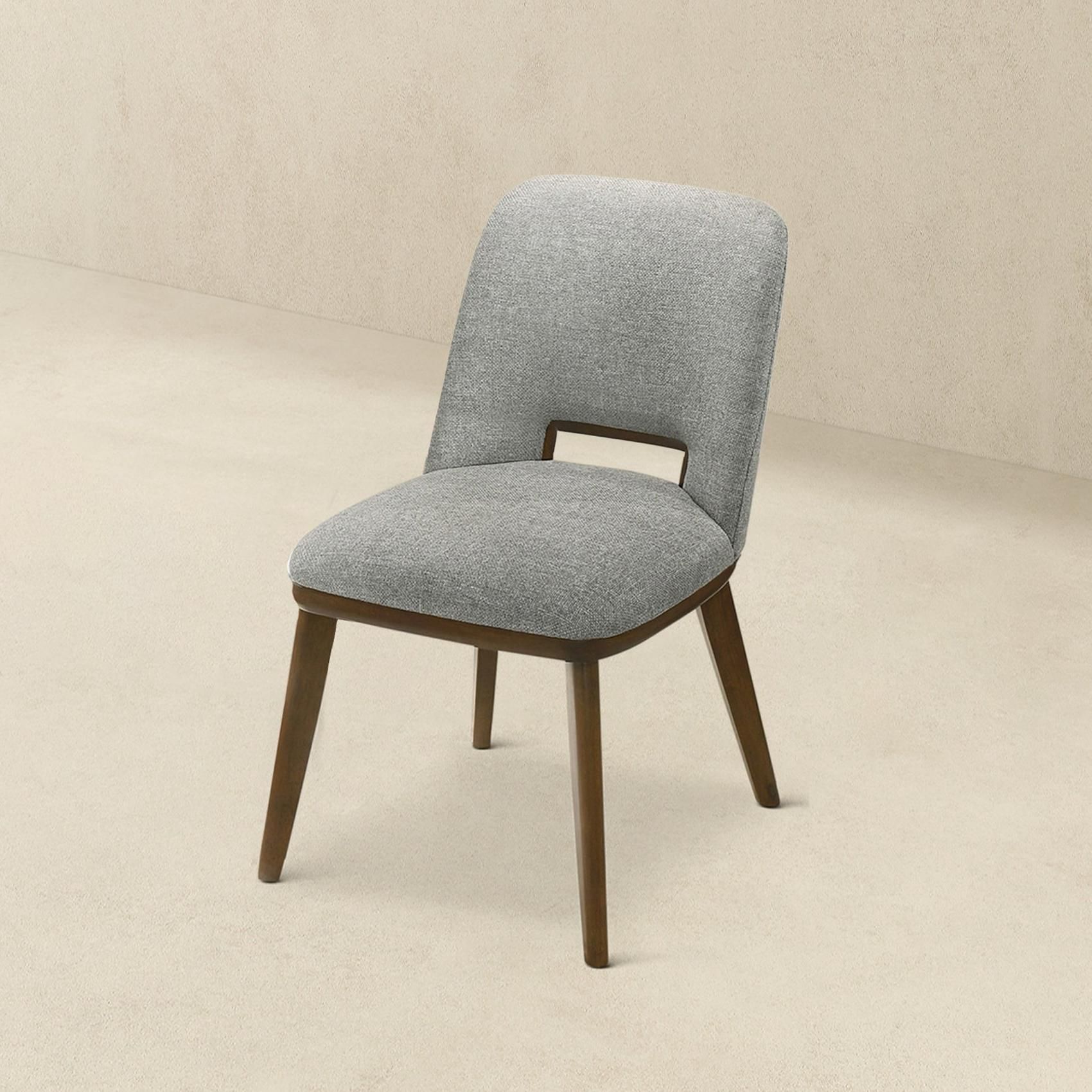 Easy Assembly Light Gray & Walnut Fabric Dining Chairs