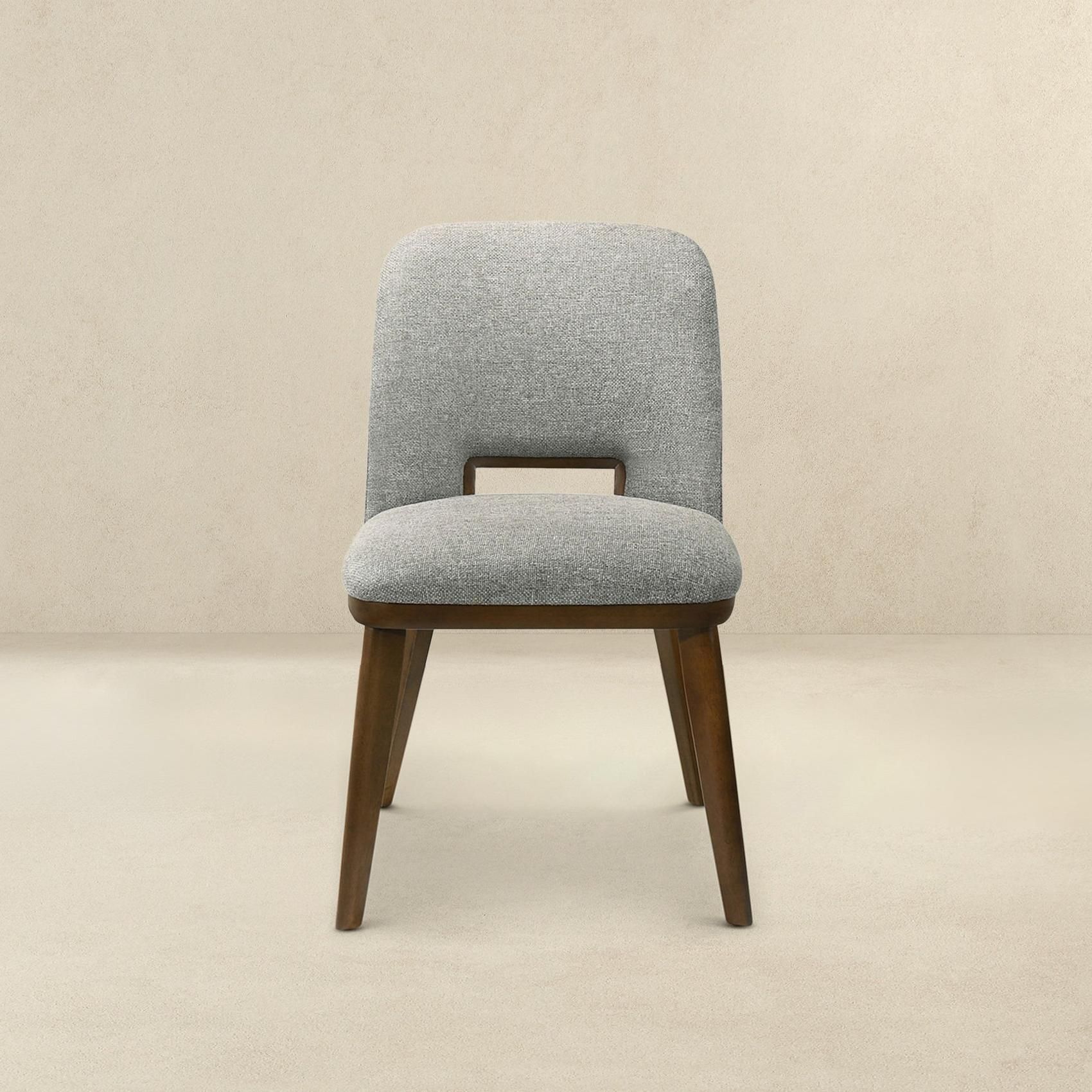 Easy Assembly Light Gray & Walnut Fabric Dining Chairs
