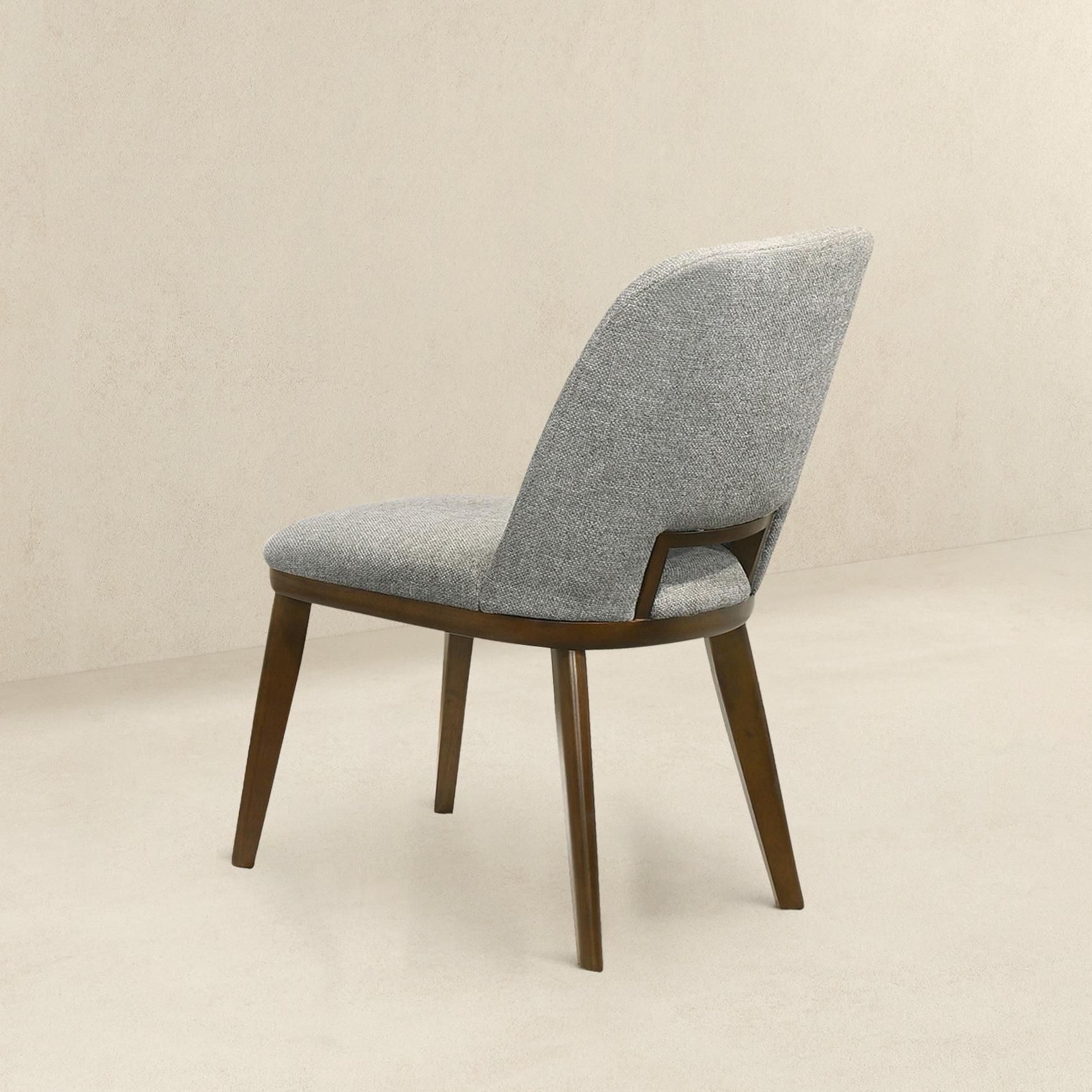 Gray Light Gray & Walnut Fabric Dining Chairs