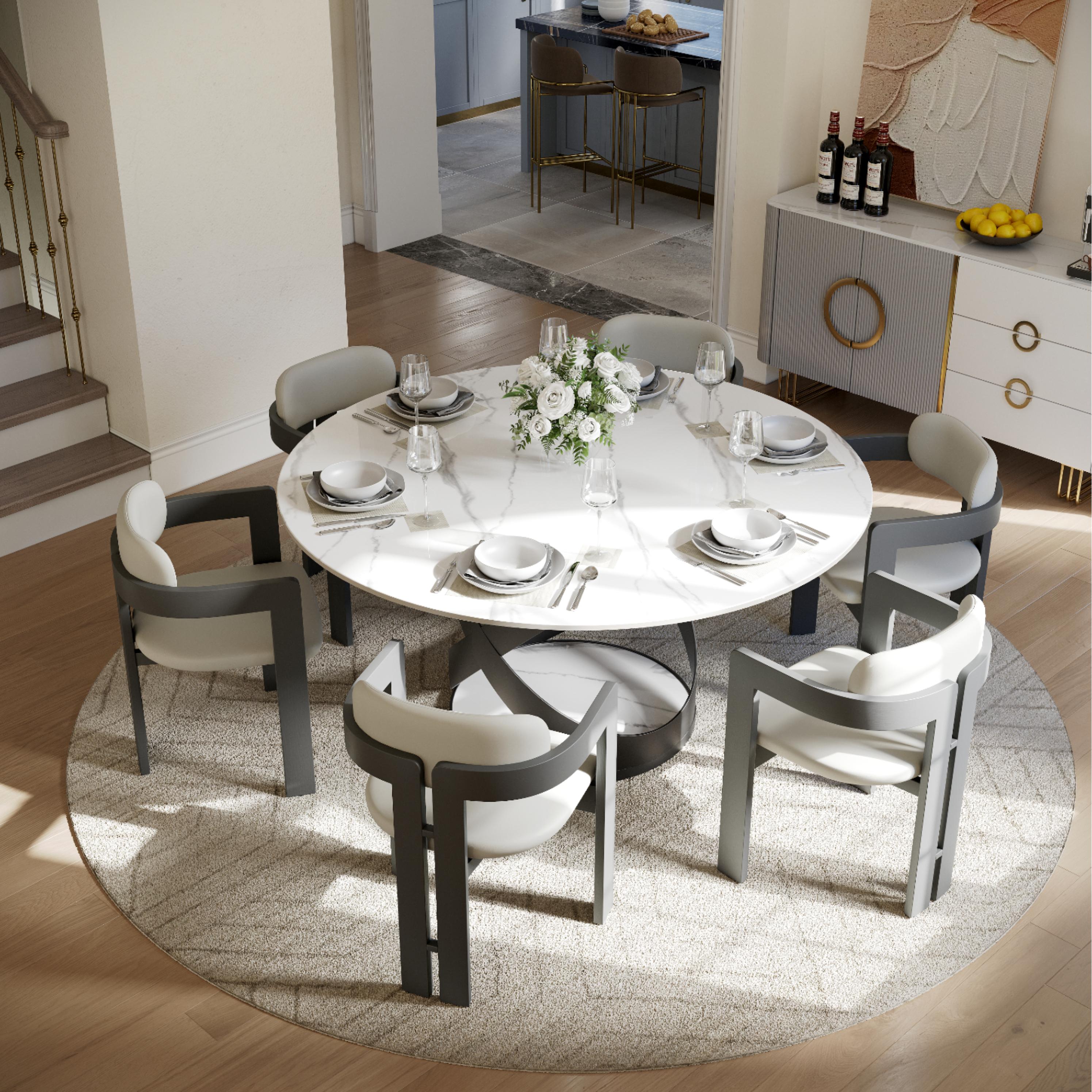 Mid-Century Modern Khaki & Black Fabric Dining Chairs