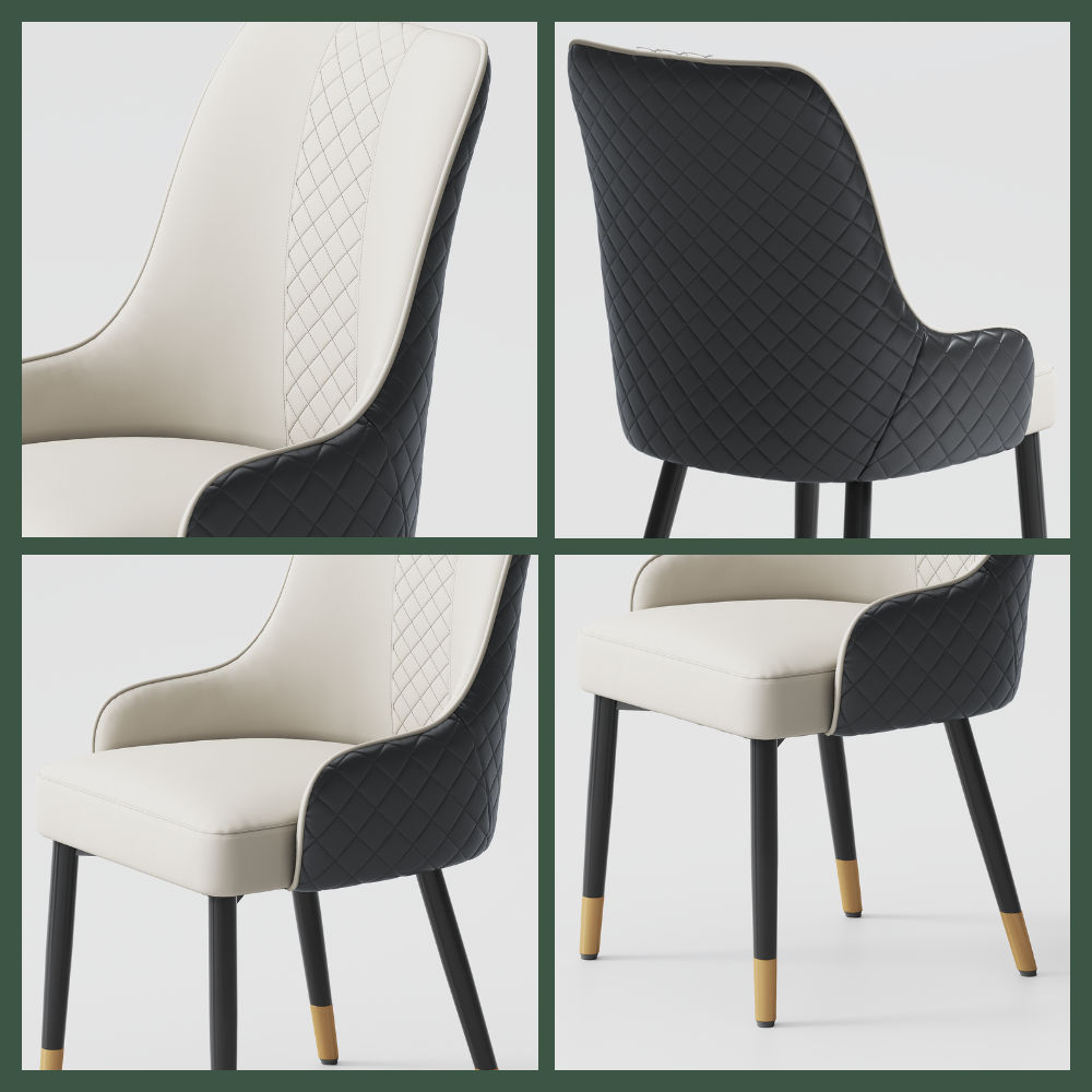 Color Matching Black PU Leather Dining Chairs