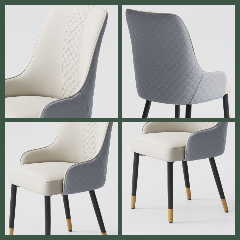 Color Matching Gray PU Leather Dining Chairs