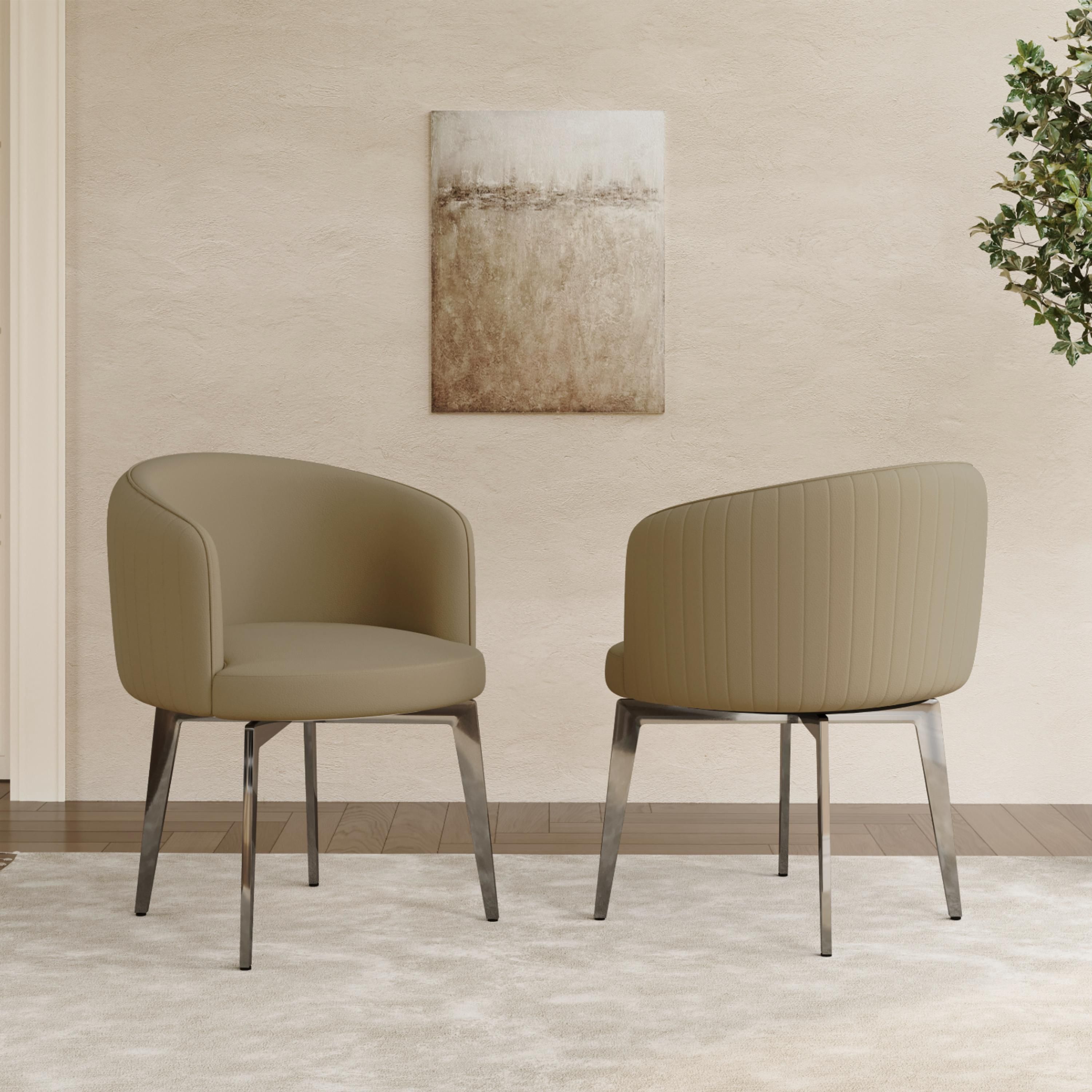 PU Leather Khaki PU Leather Dining Chairs