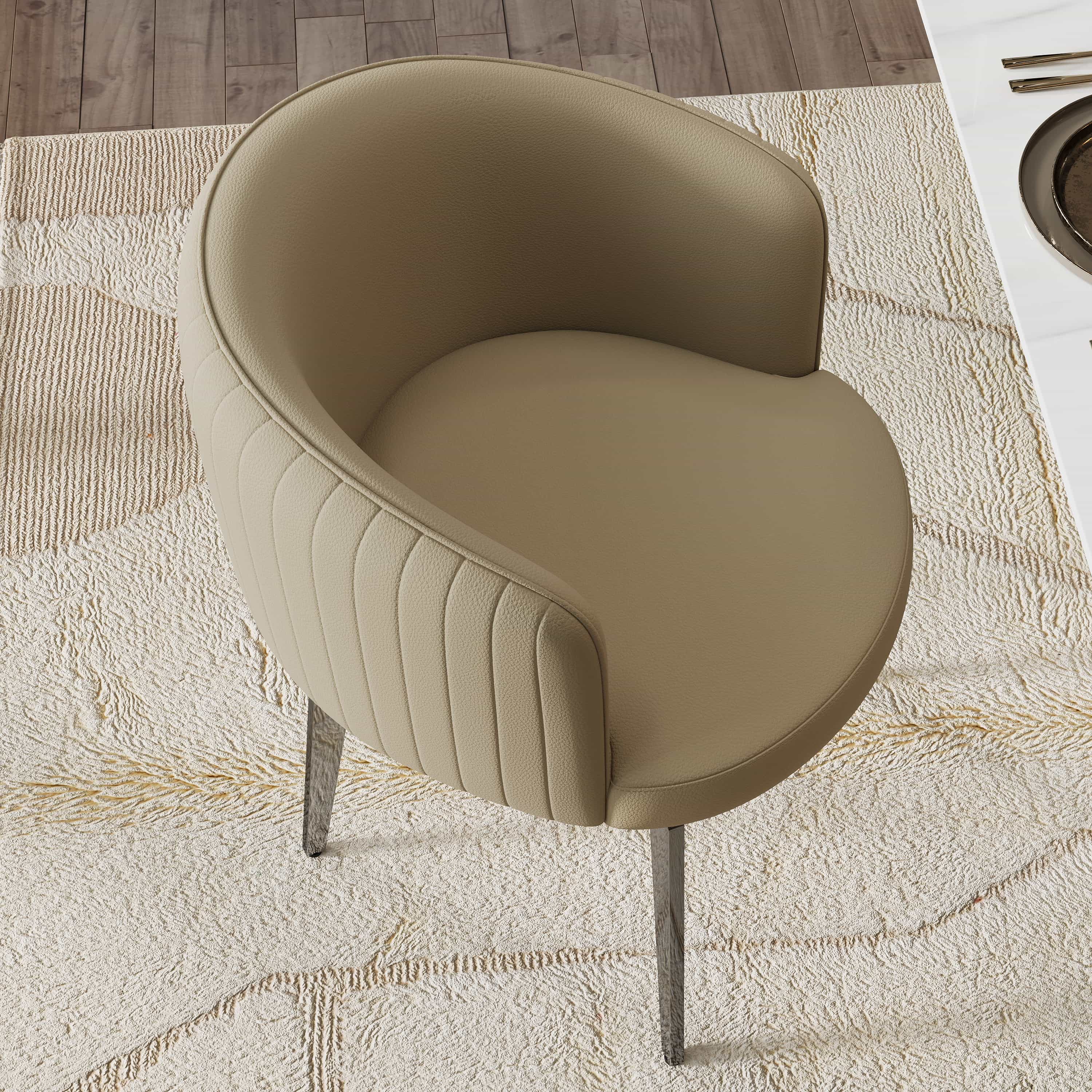 Khaki Khaki PU Leather Dining Chairs