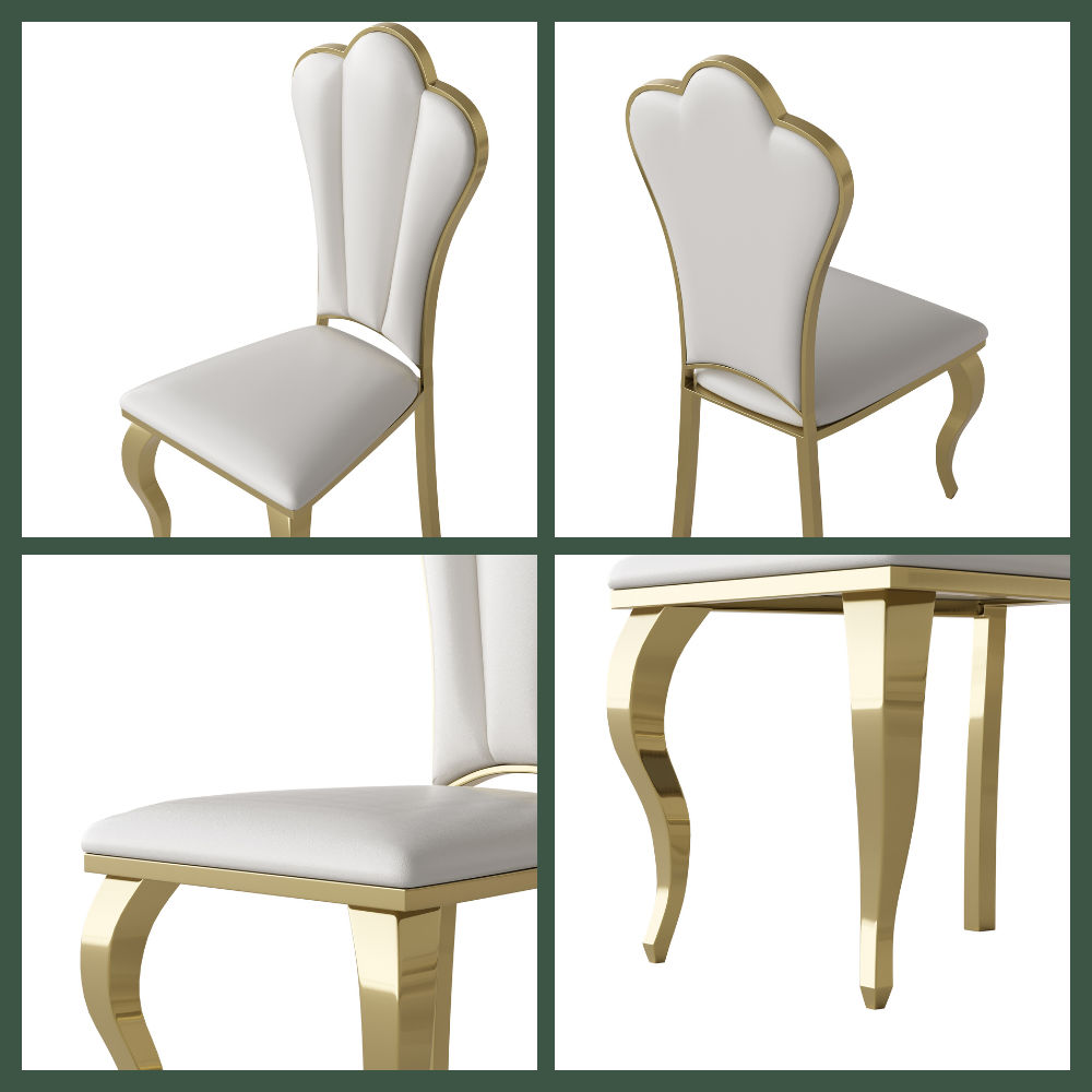 Modern Luxury White PU Leather Dining Chairs