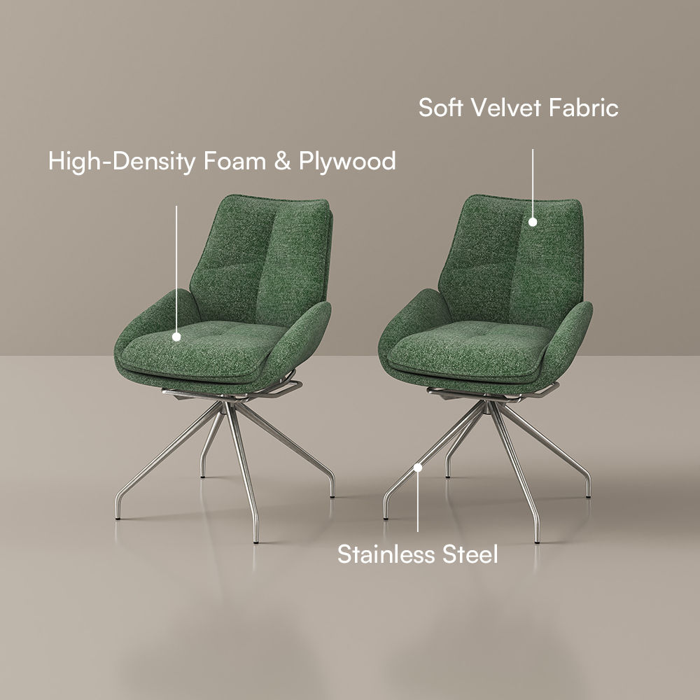 Green Green & Silver Chenille Dining Chairs