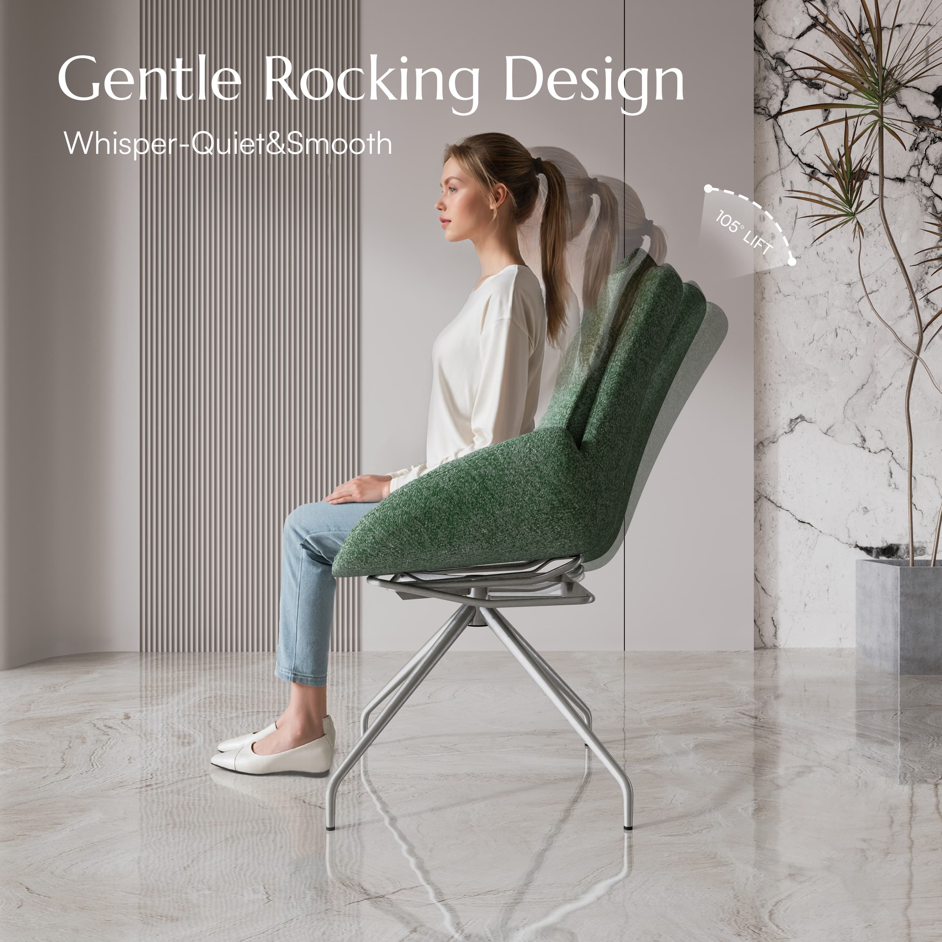 Green Green & Silver Chenille Dining Chairs