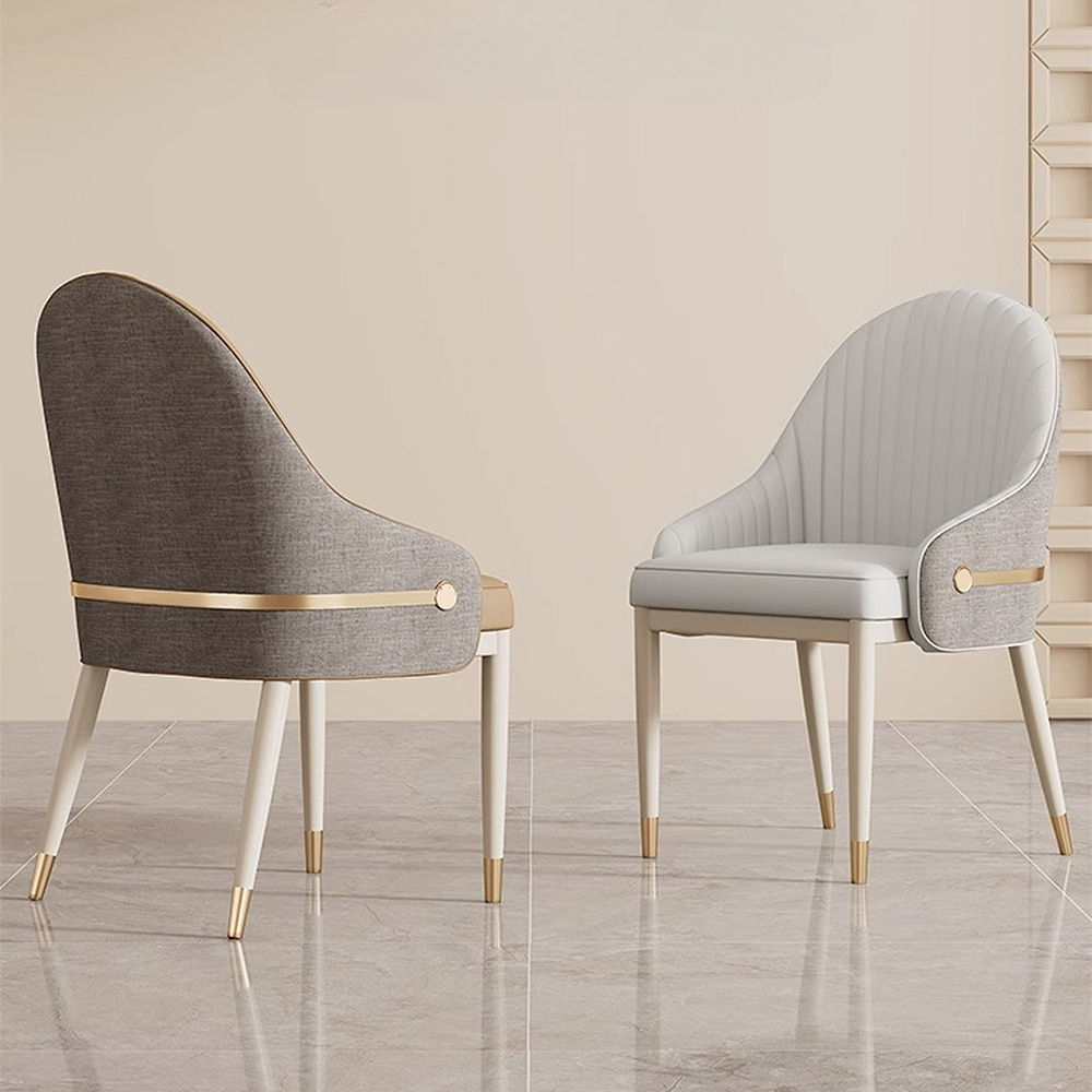 Modern Luxury Light Gray & Gray Faux Leather & Linen Dining Chairs