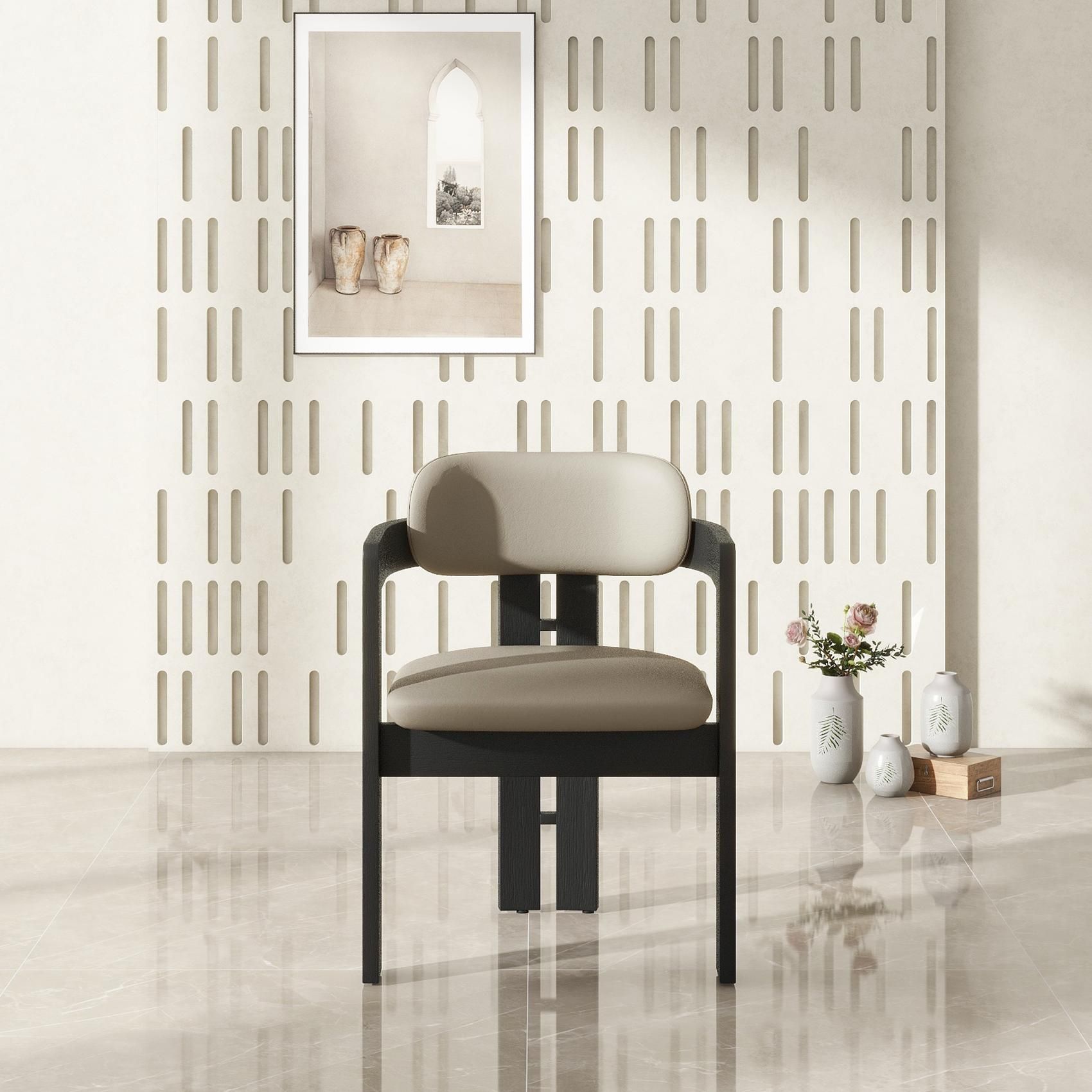Mid-Century Modern Light Gray Cat-Scratch Resistant Fabric Dining Chairs