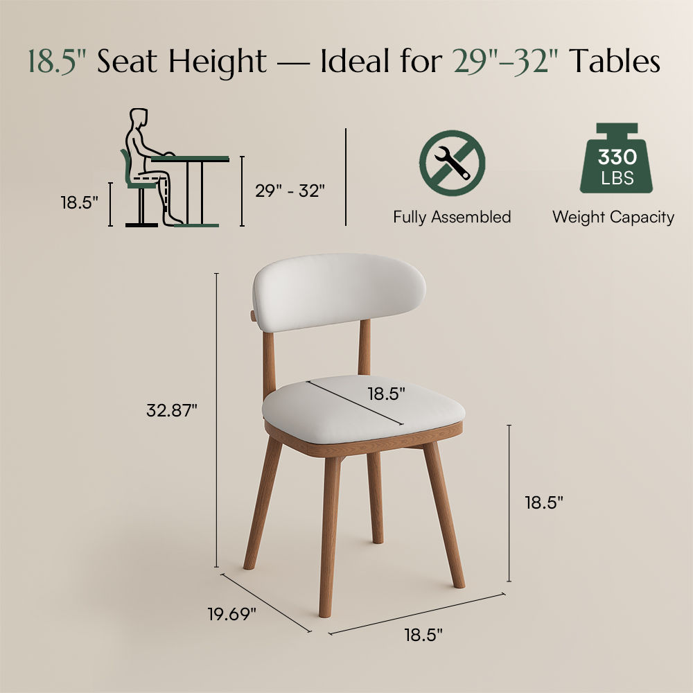 Silva Beige & Light Walnut PU Leather Dining Chairs