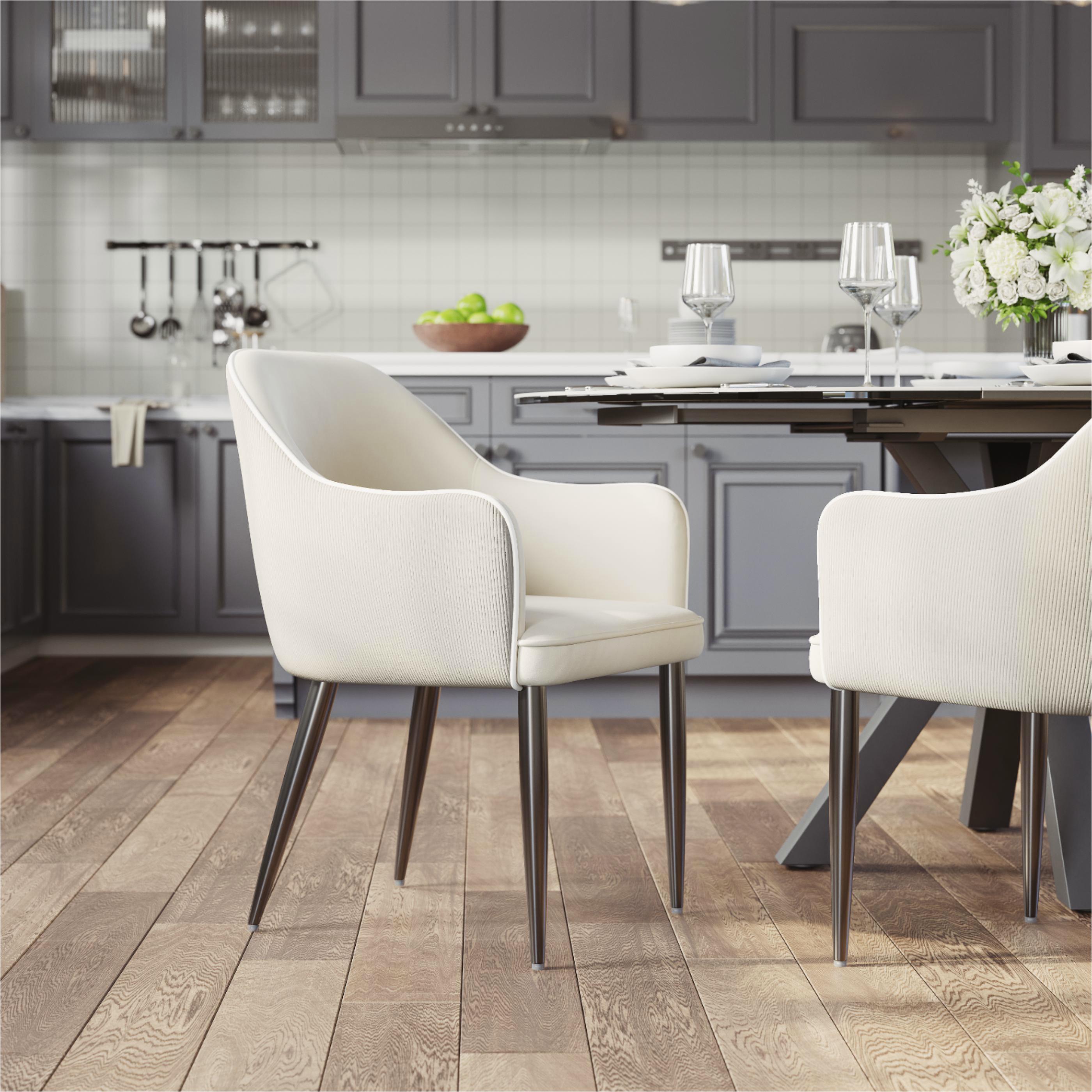 Modern Beige & Khaki Flannel Dining Chairs