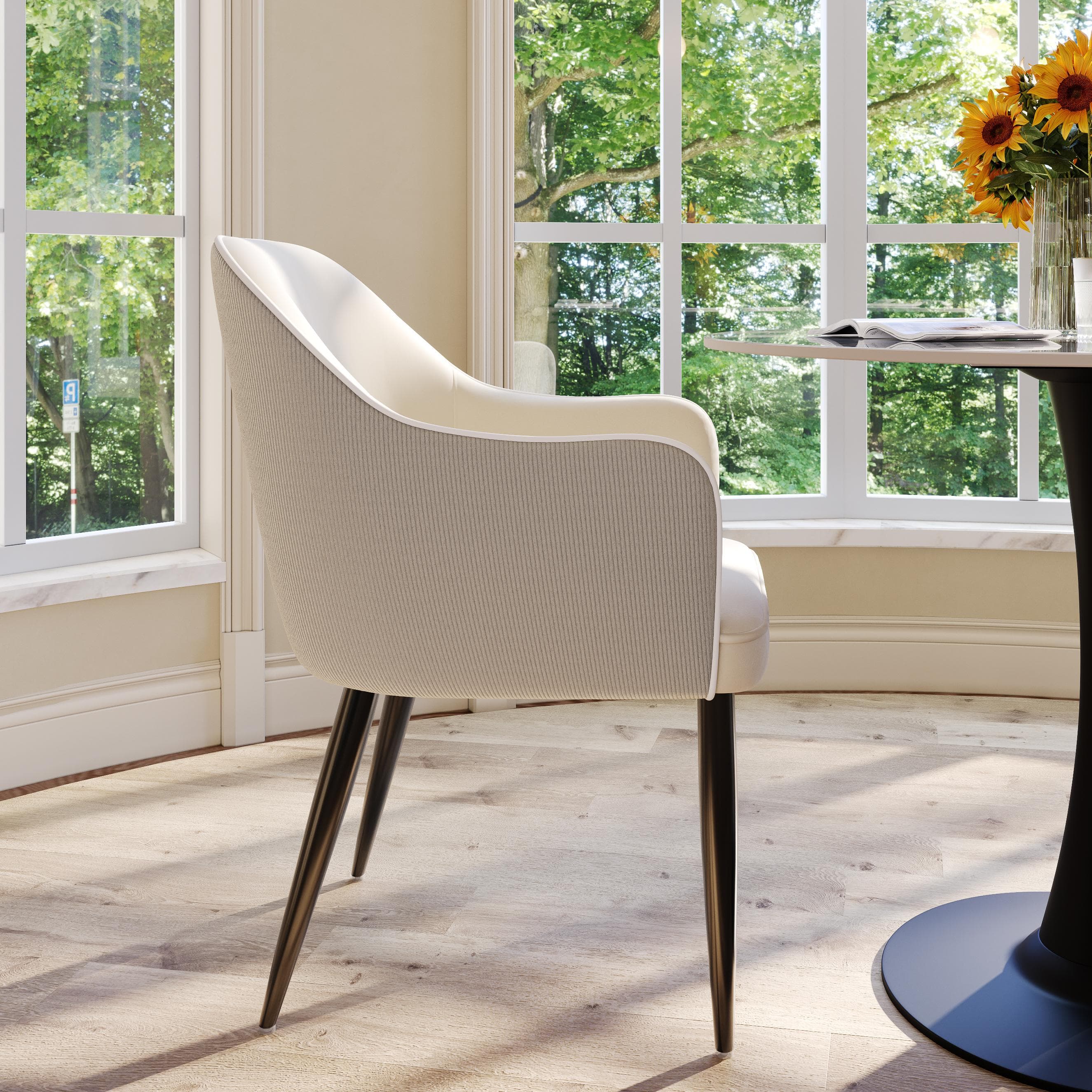 Flannel Beige & Khaki Flannel Dining Chairs