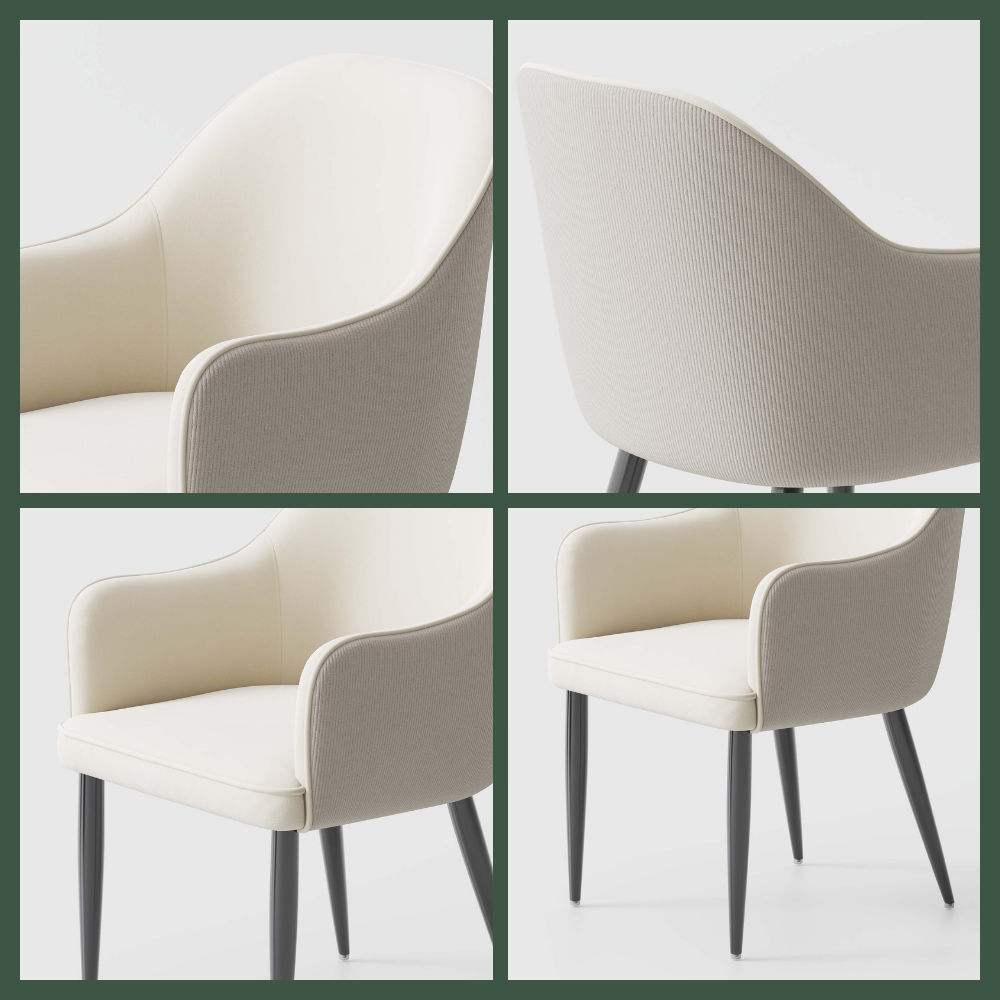 Upholstered Beige & Khaki Flannel Dining Chairs