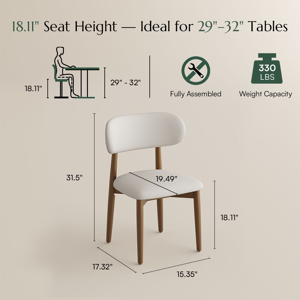 Fully Assembled Beige & Bronze PU Leather Dining Chairs