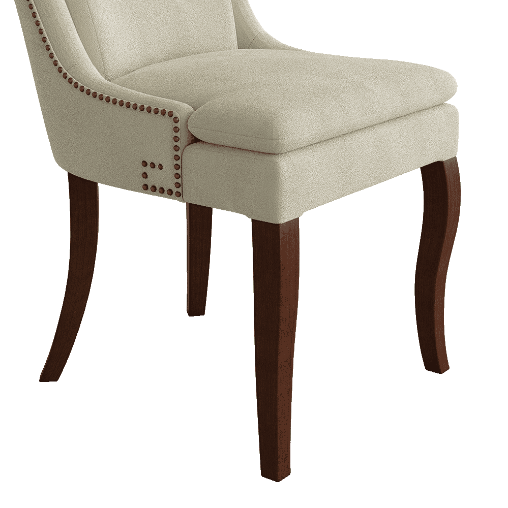 Side Chair Beige & Walnut Chenille Dining Chairs
