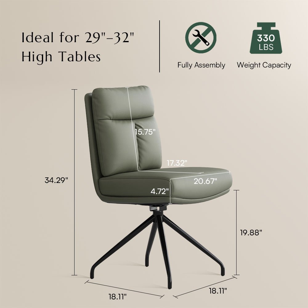 Green Green PU Leather Dining Chairs