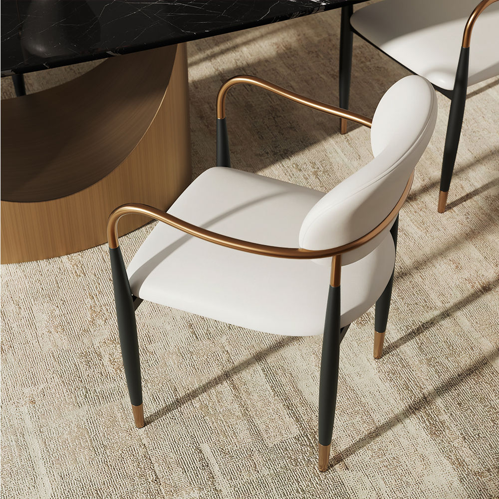 Beige & Black PU Leather Dining Chairs