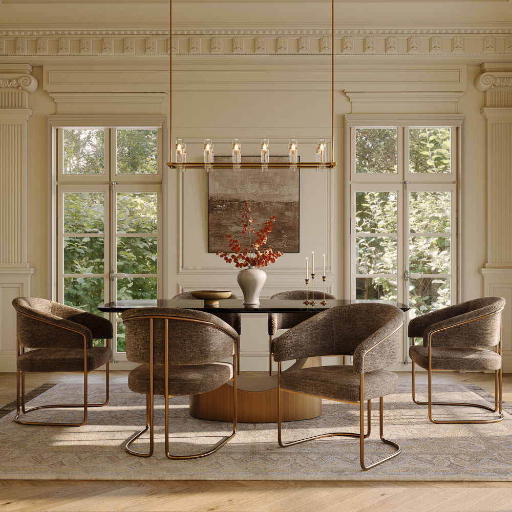 Khaki Dark Khaki & Bronze Dining Chairs