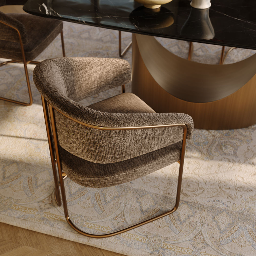 Khaki Dark Khaki & Bronze Dining Chairs