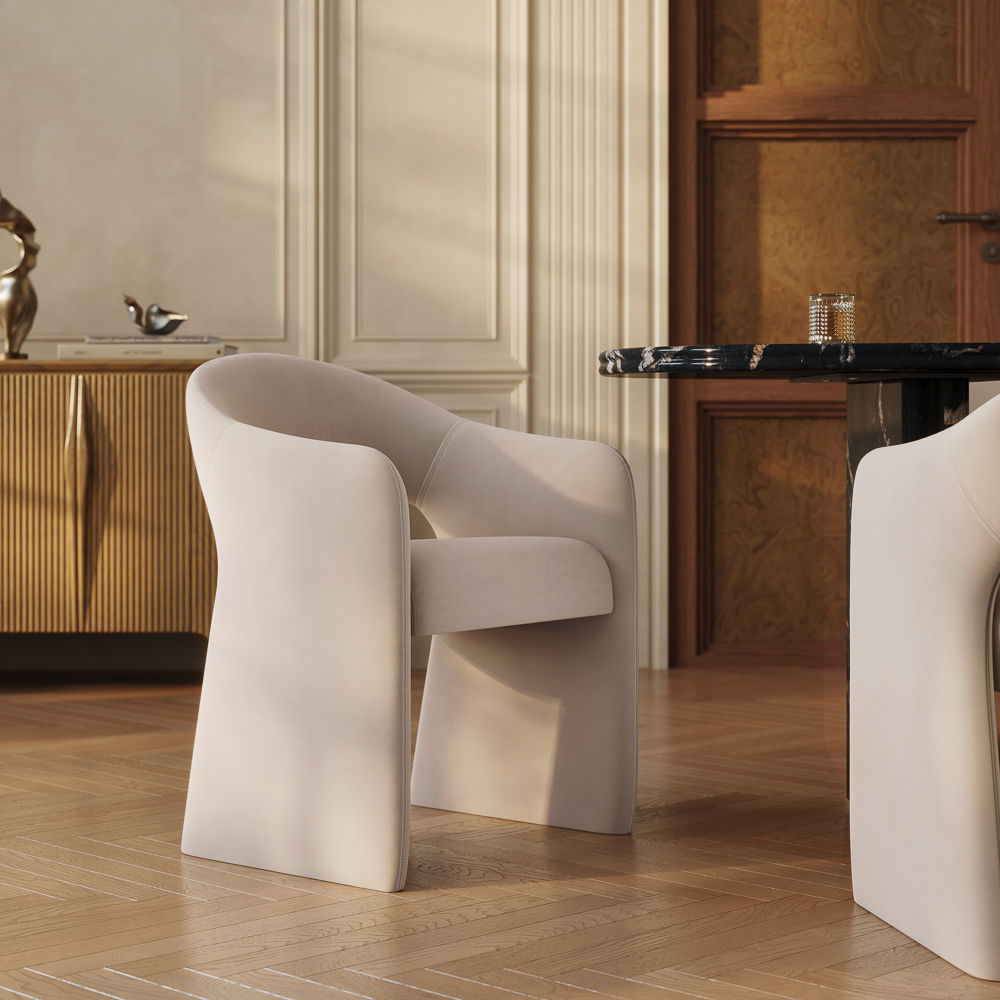 Upholstered White Velvet Dining Chairs