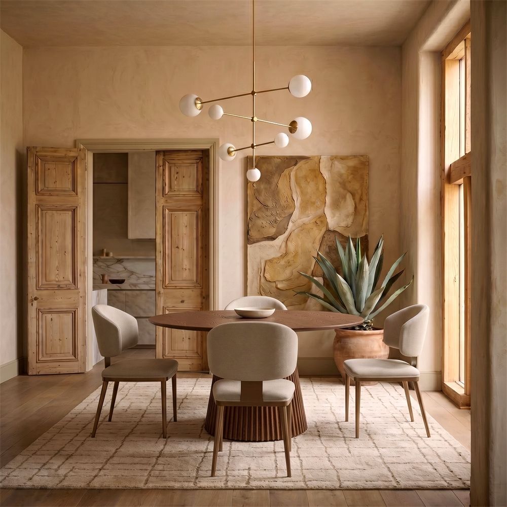 Modern Luxury Beige & Bronze PU Leather Dining Chairs