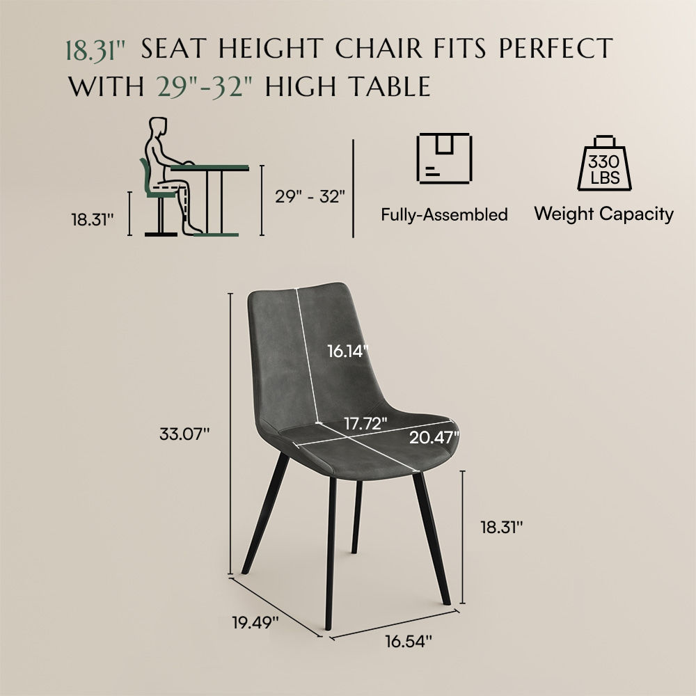 Side Chair Gray PU Leather Dining Chairs