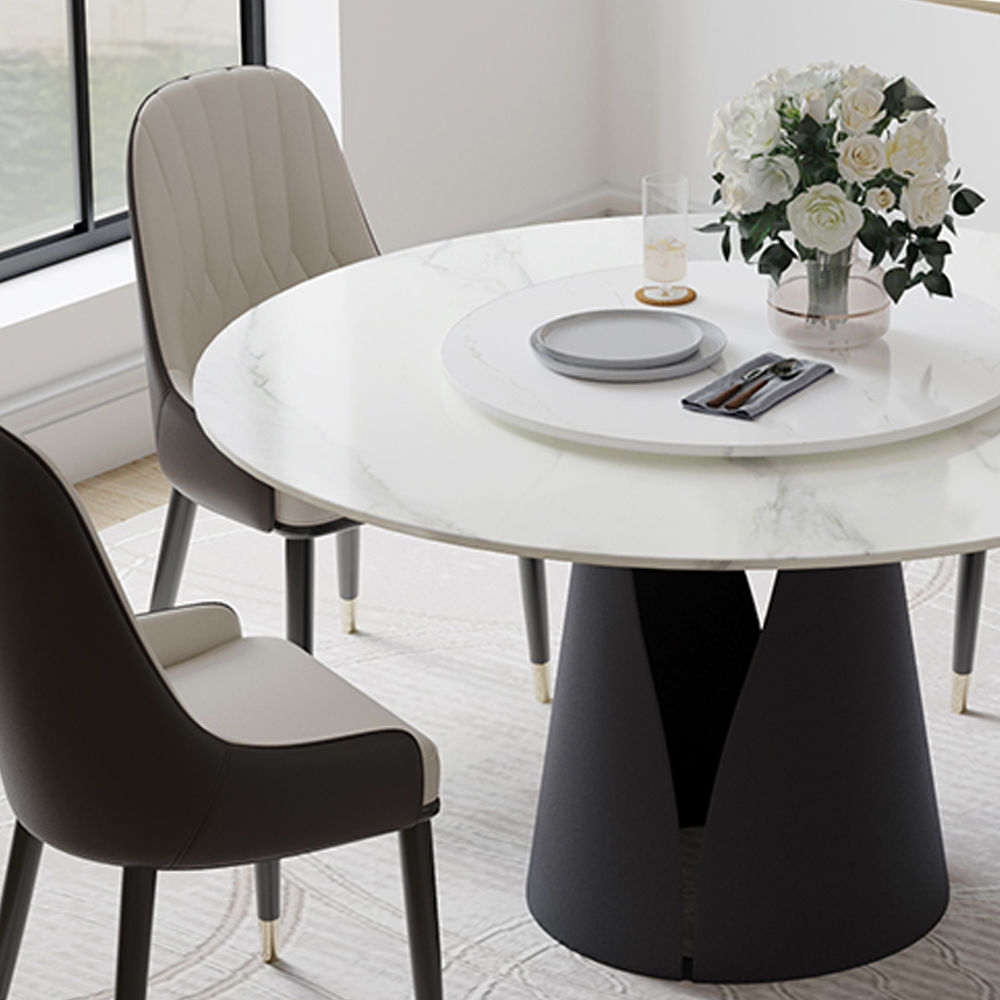 Partly Assemble White Matte Sintered Stone Dining Room Set