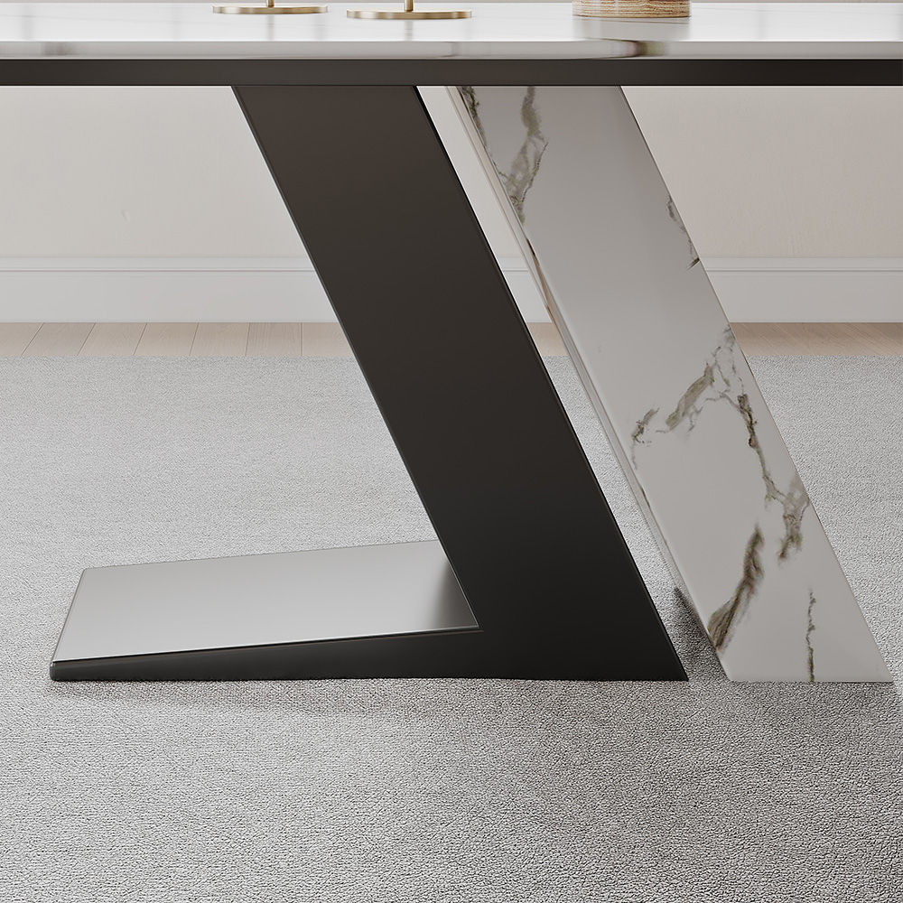 Sintered Stone White & Black Sintered Stone Dining Room Set