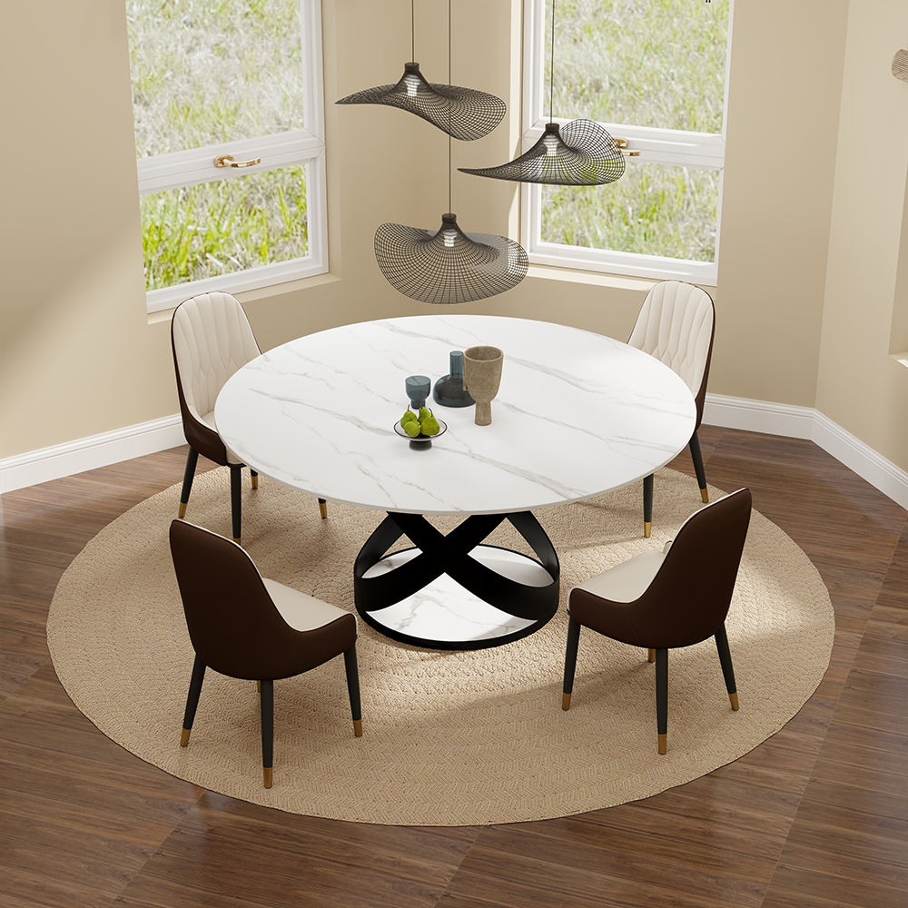Metal Leg Glossy White Dining Room Set