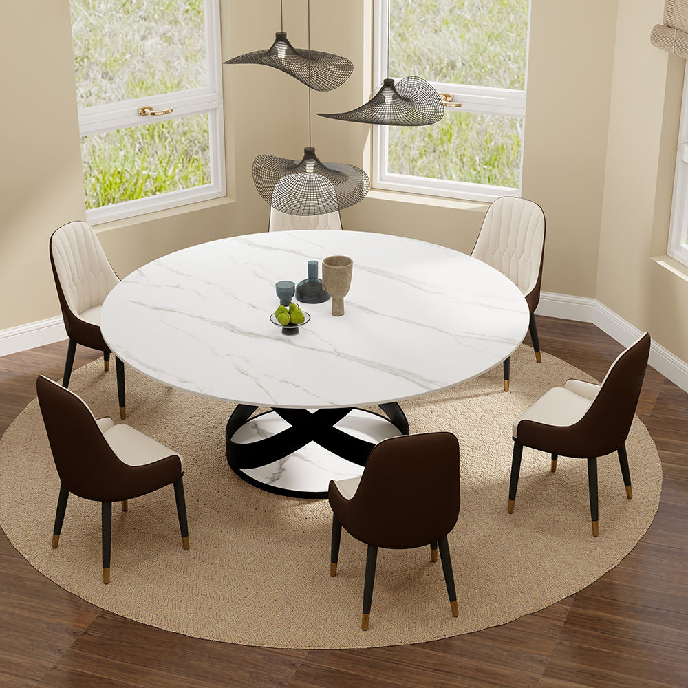 Modern Luxury Glossy White Dining Room Set