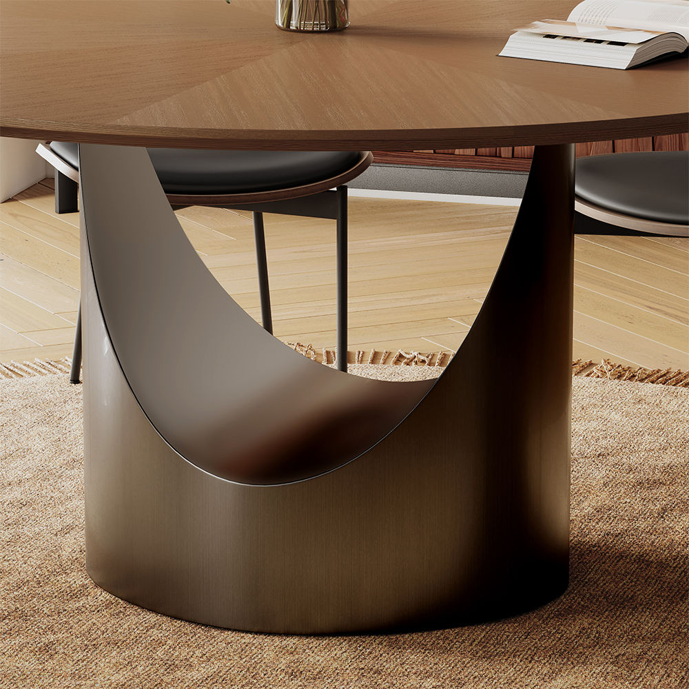 Walnut Walnut Color & Dark Gray MDF Dining Room Set