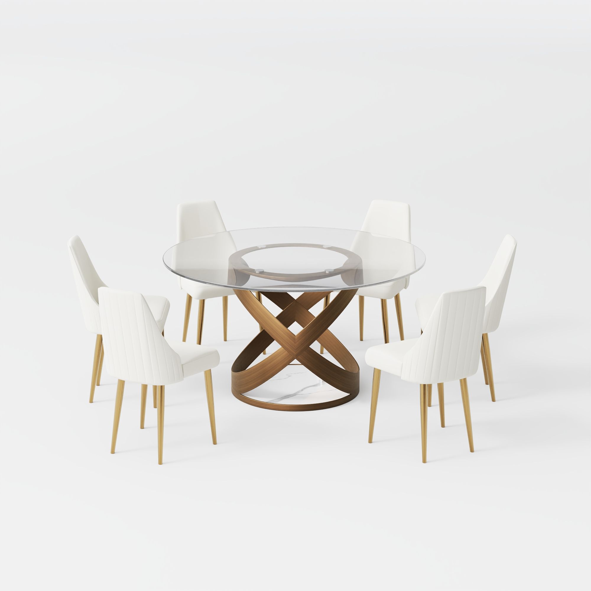 without Lazy Susan Transparent Glass Tempered Glass Dining Room Set