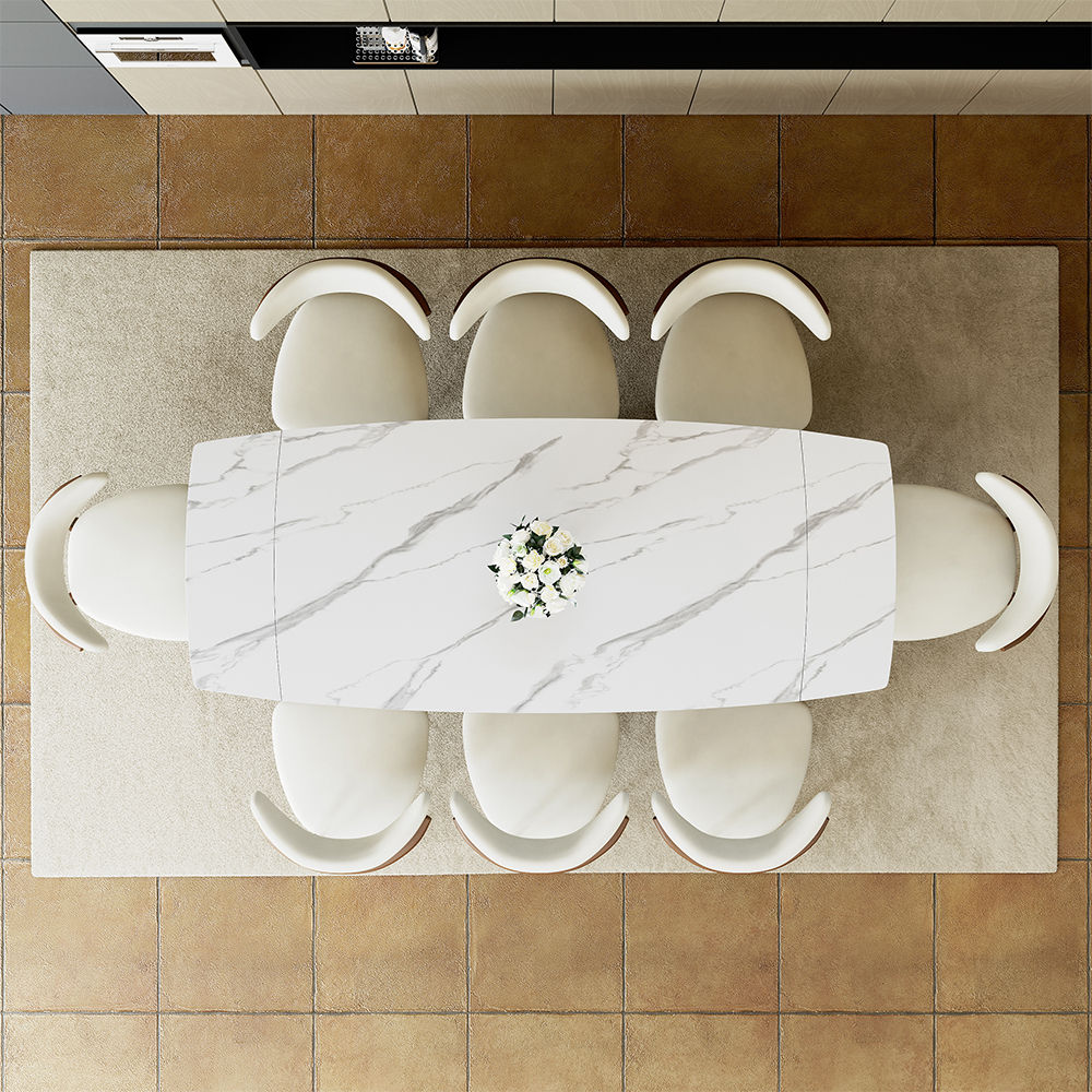 for 6 White & Bronze Sintered Stone Dining Room Set