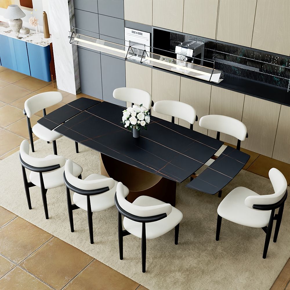Rectangular Black & Bronze Sintered Stone Dining Room Set