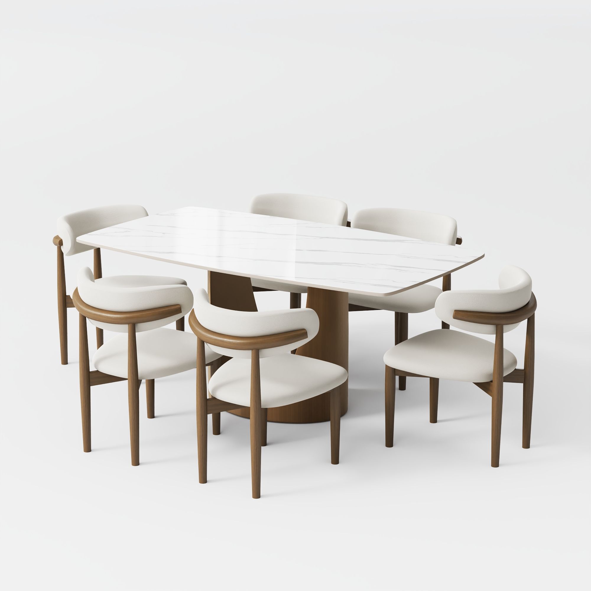 Modern Luxury White Glossy Sintered Stone Dining Room Set