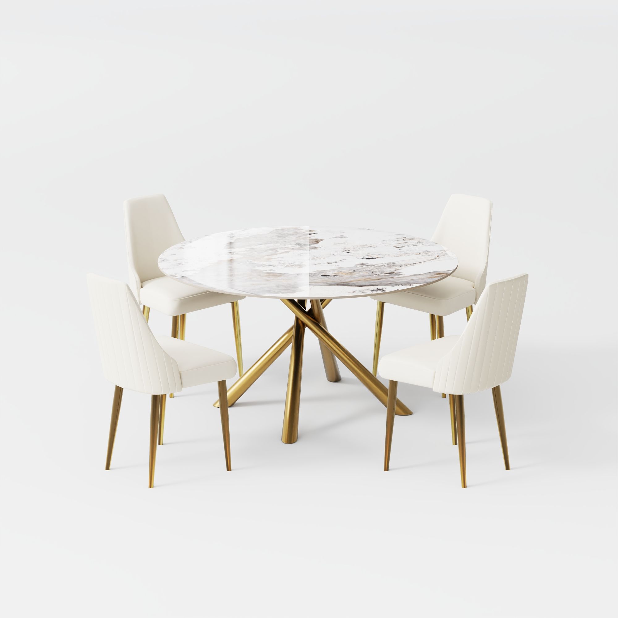 Mid Century Modern Pandora Sintered Stone Dining Room Set