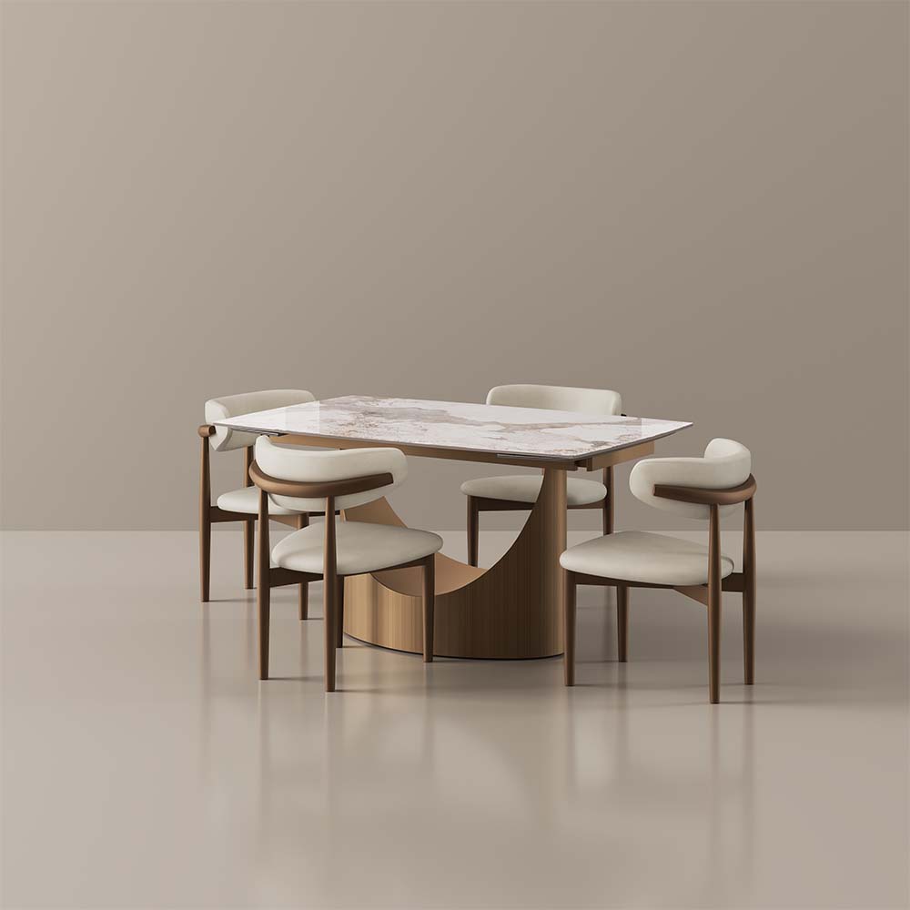 Pandora Glossy Sintered Stone Dining Room Set