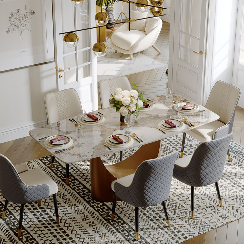 Modern Luxury Pandora Glossy Sintered Stone Dining Room Set