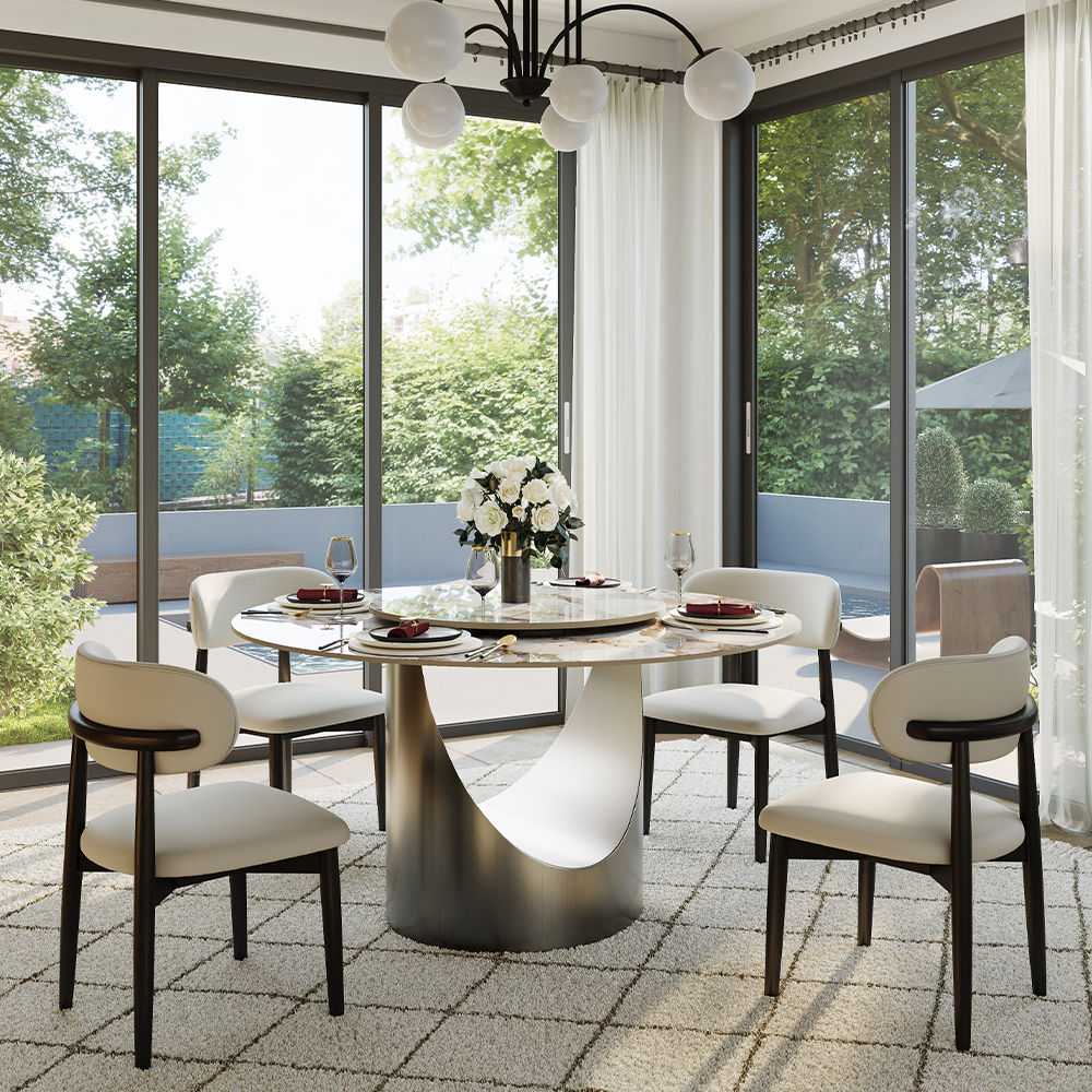 Modern Pandora Glossy Sintered Stone Dining Room Set