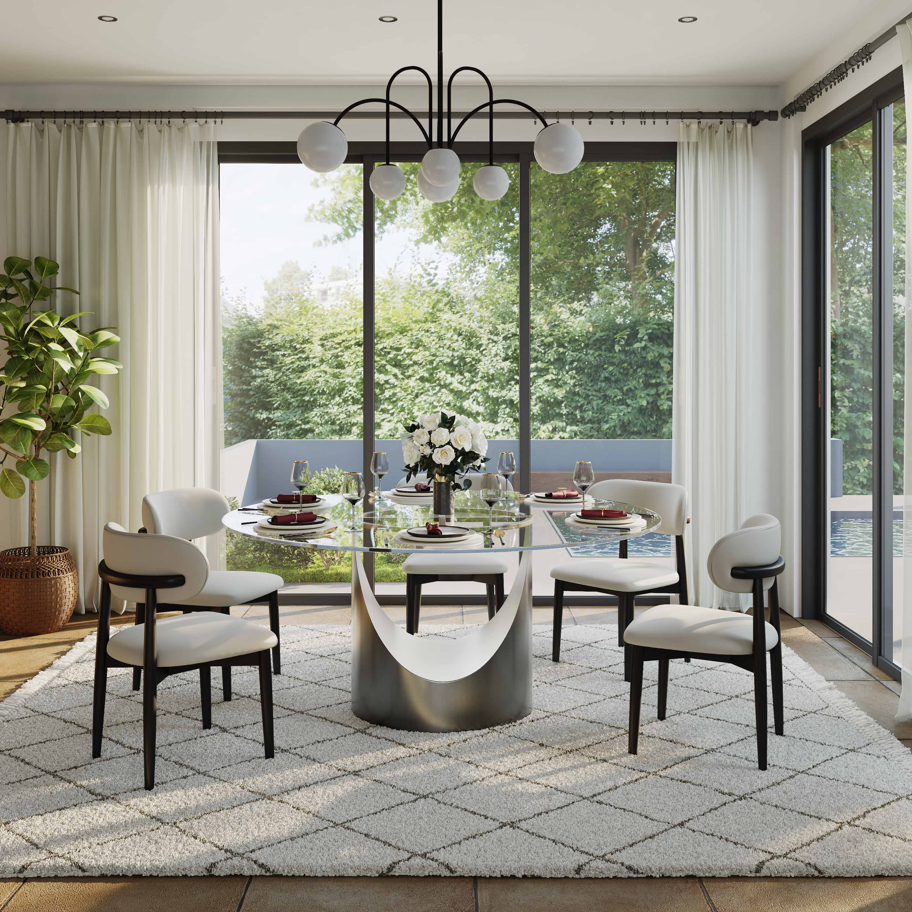 Sintered Stone Clear Tempered Glass Dining Room Set