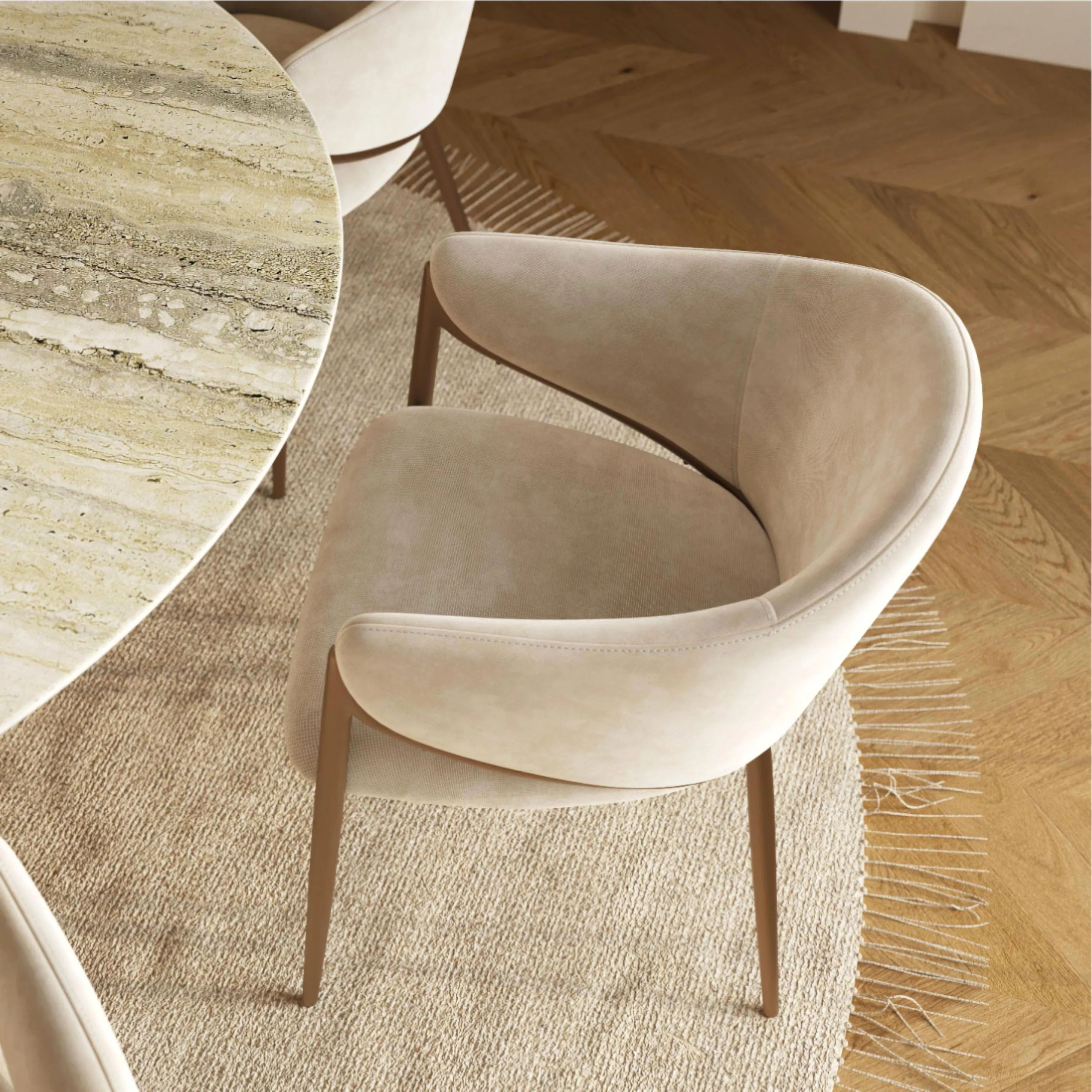 Seats 6 Pandora Glossy Sintered Stone Dining Room Set