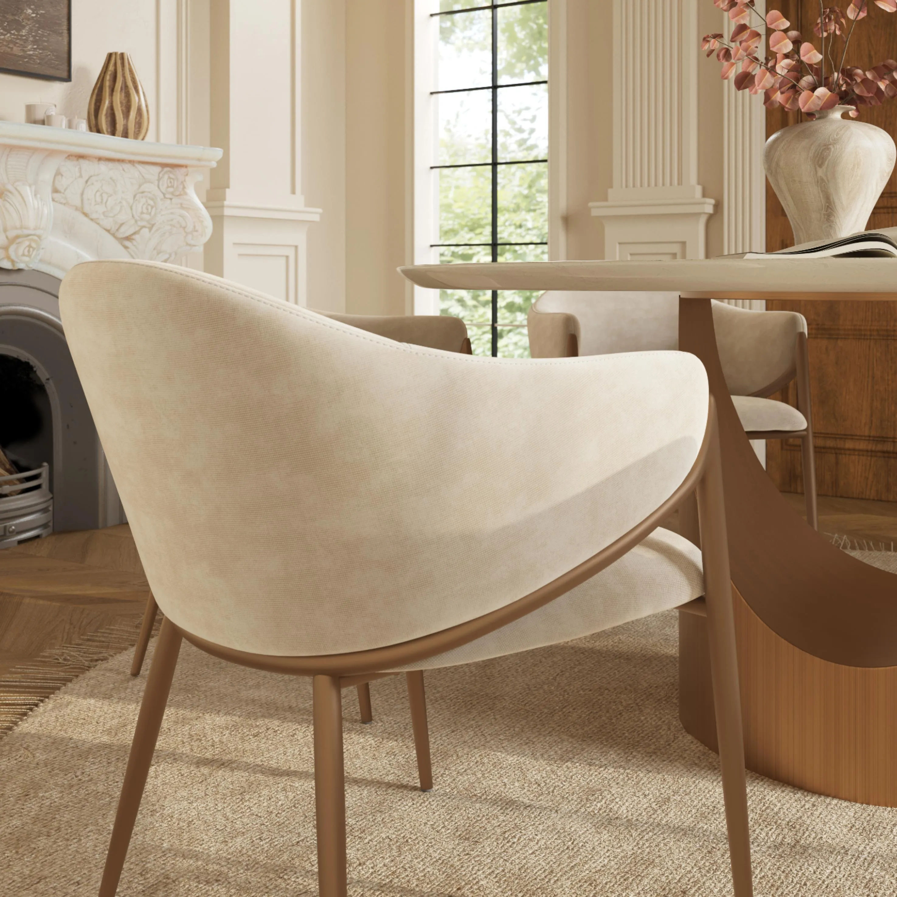 Seats 4 Pandora Glossy Sintered Stone Dining Room Set